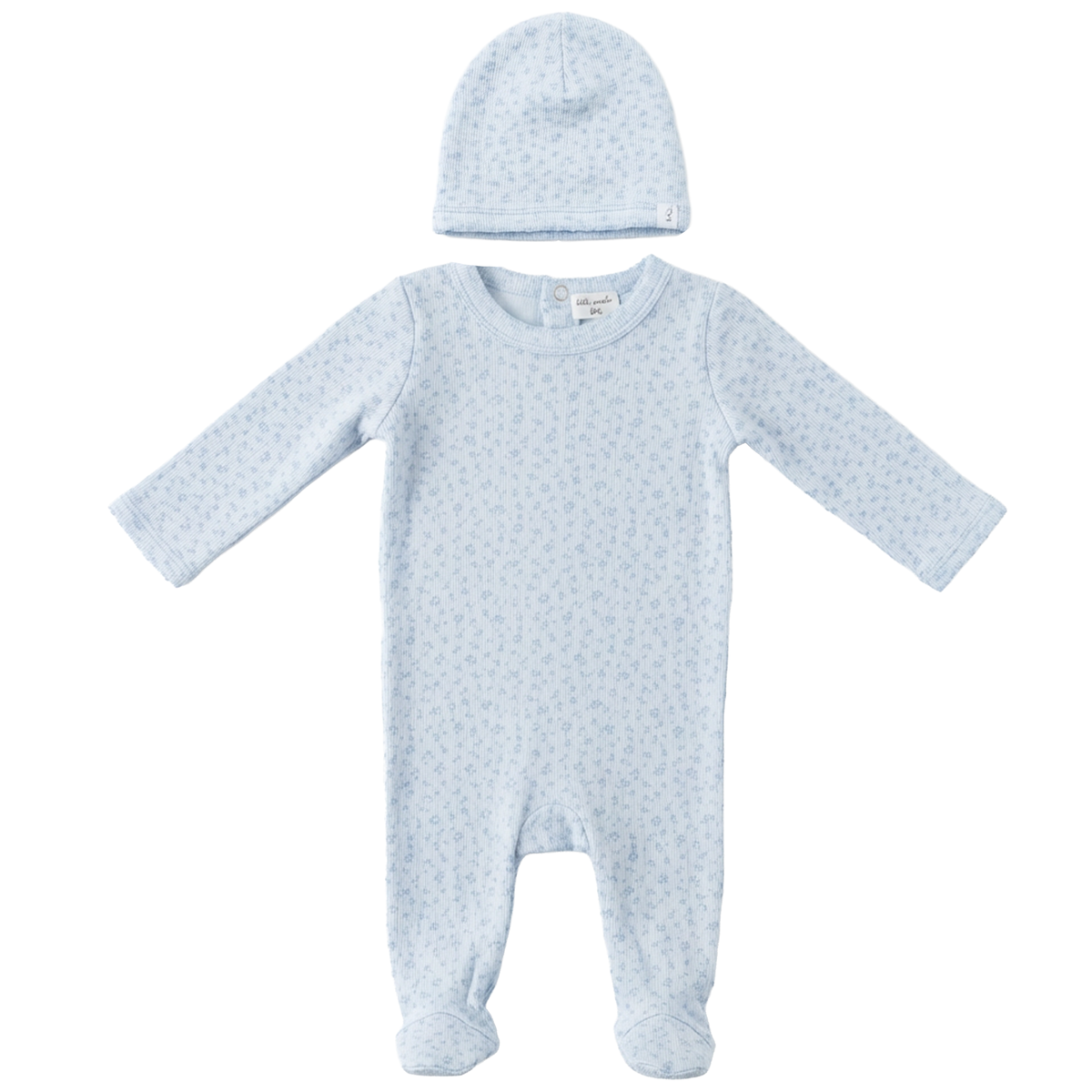 Flower Pointelle Onesie in Blue by Little Fragile