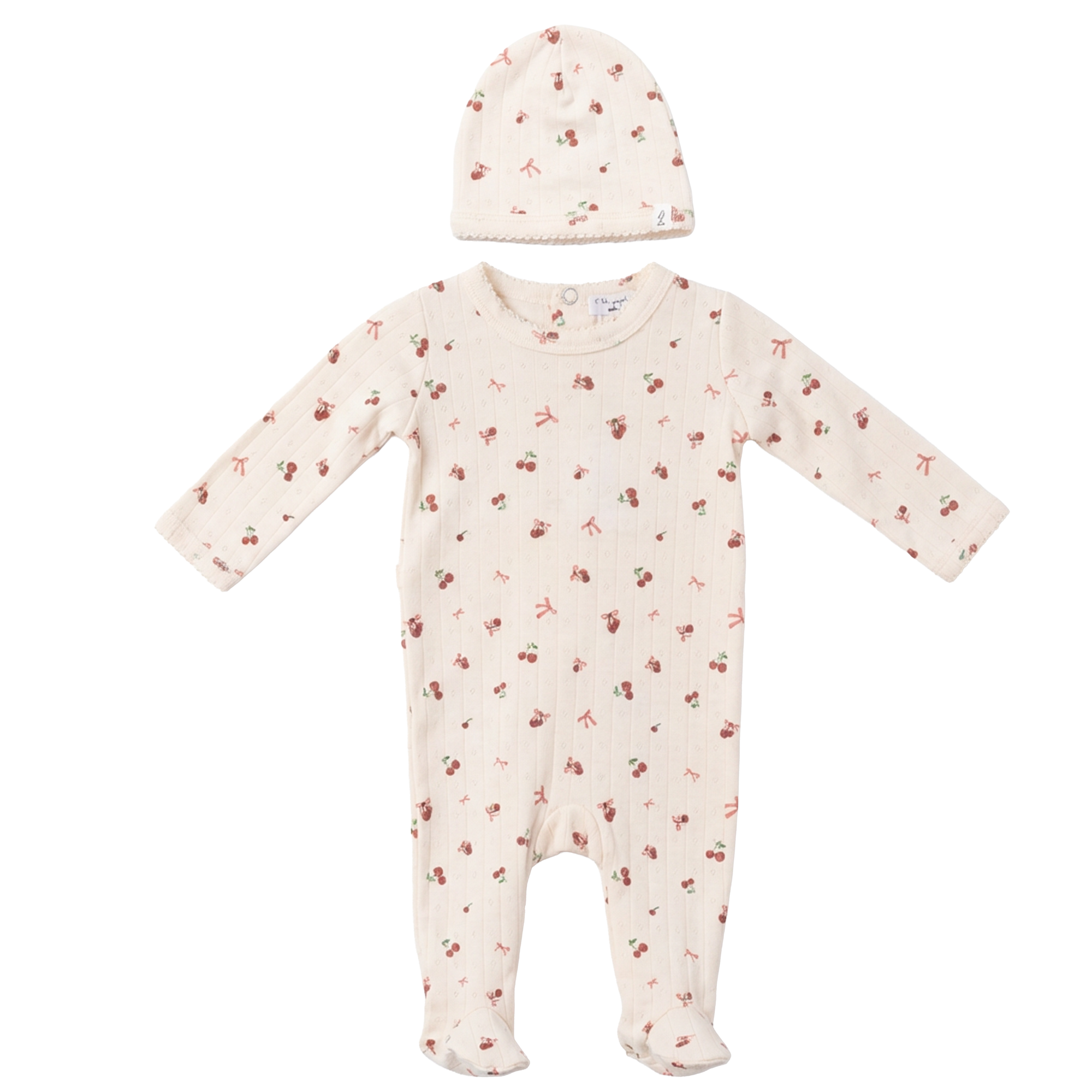 Cherry Pointelle Onesie in Light Blush by Little Fragile