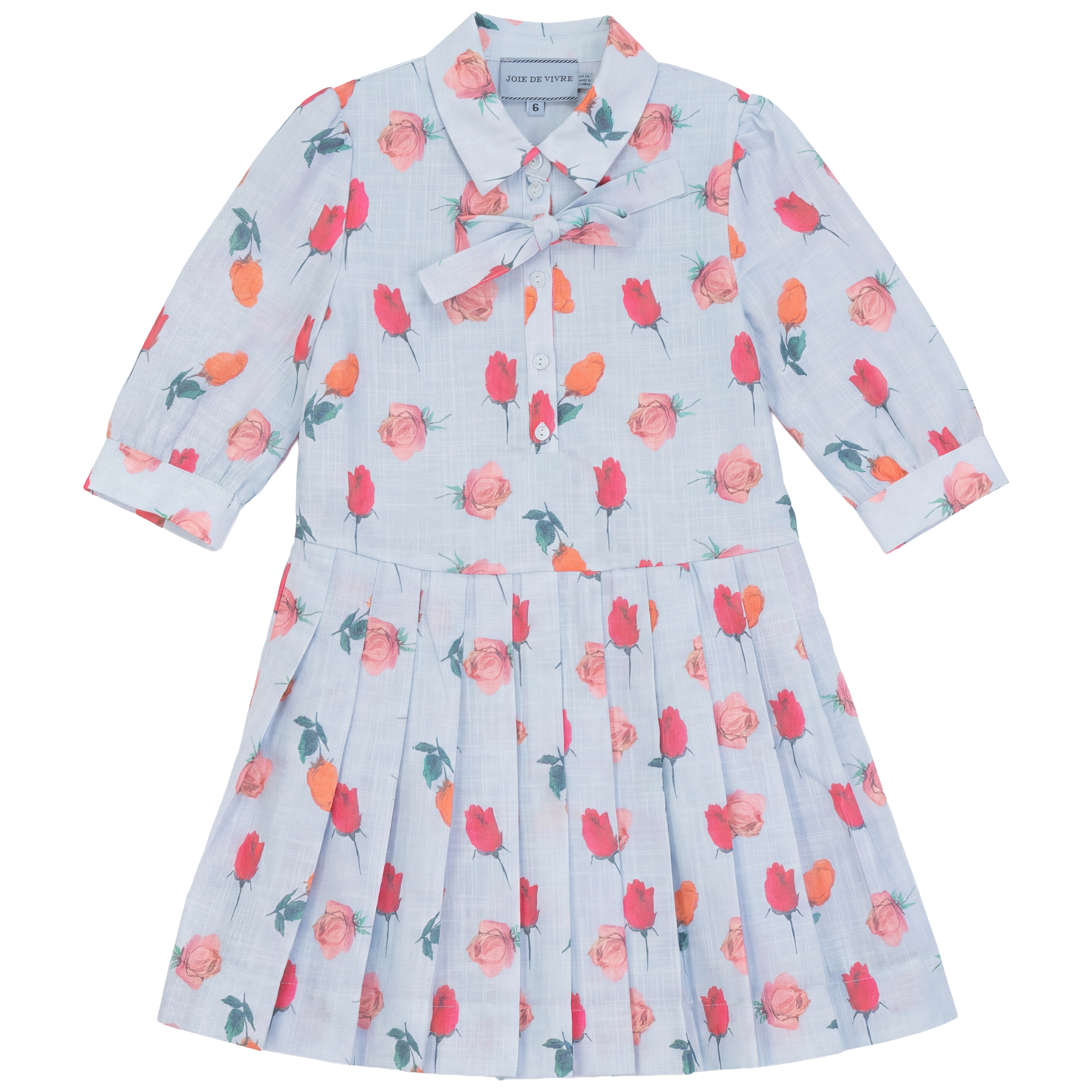 Loose Dress With Pleats in Blue by Joie De Vivre