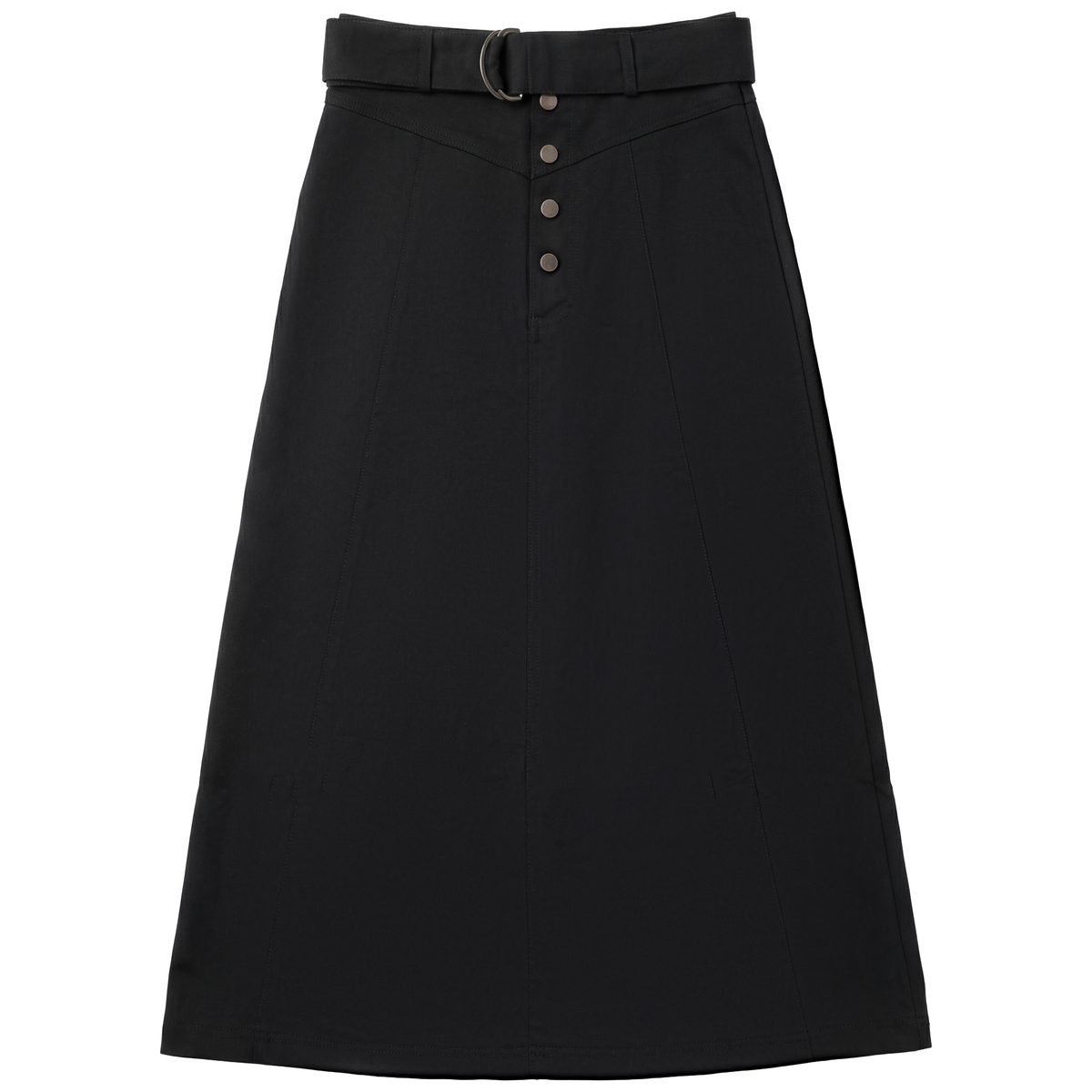 A-Line Denim Belt Skirt in Black by Aspect