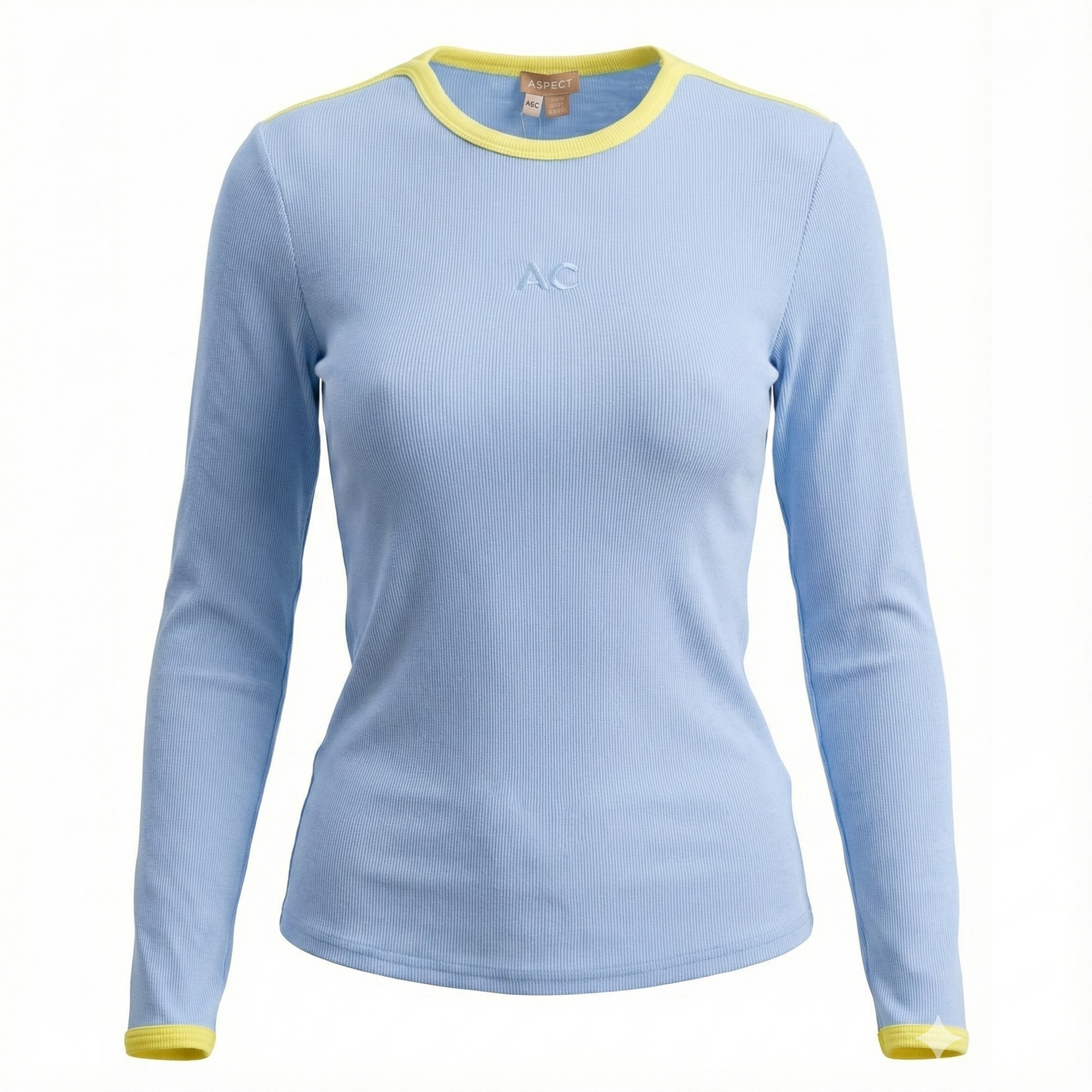 Ribbed Contrast Trim Top in Blue by Aspect