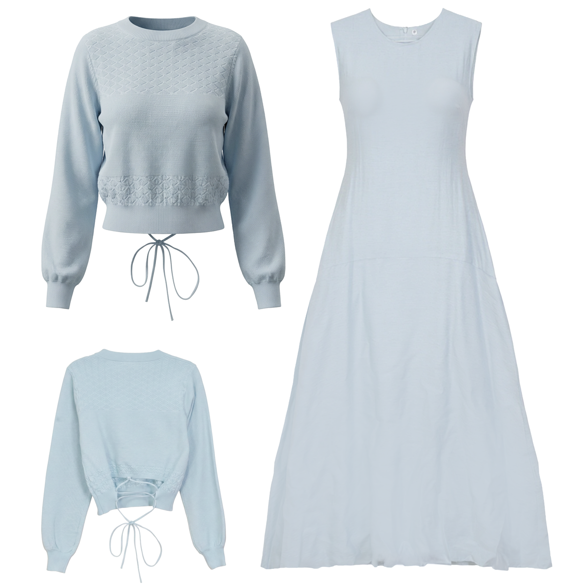 Knit Wrap Jumper Set in Blue by Aspect