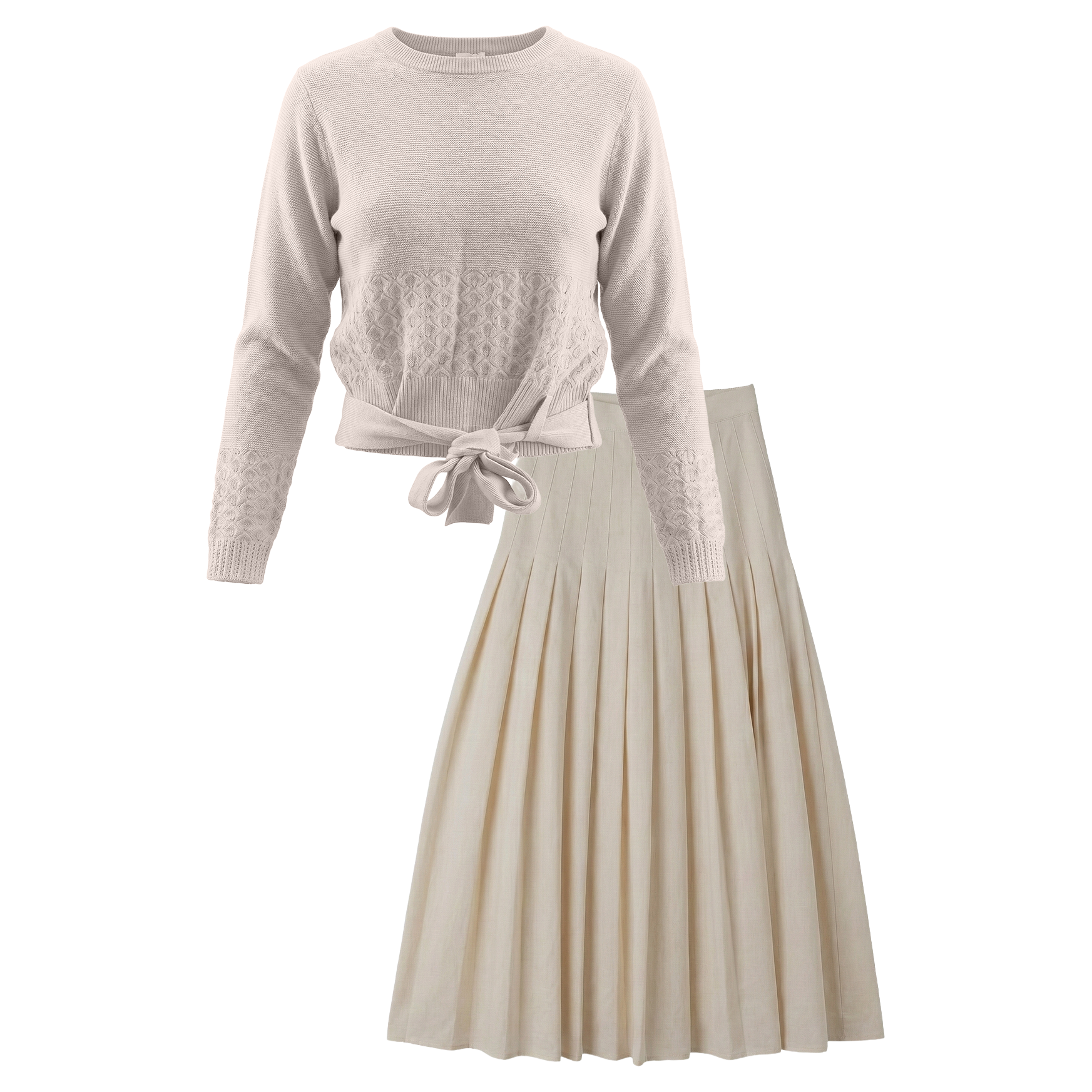Knit Wrap Skirt Set in Natural by Aspect