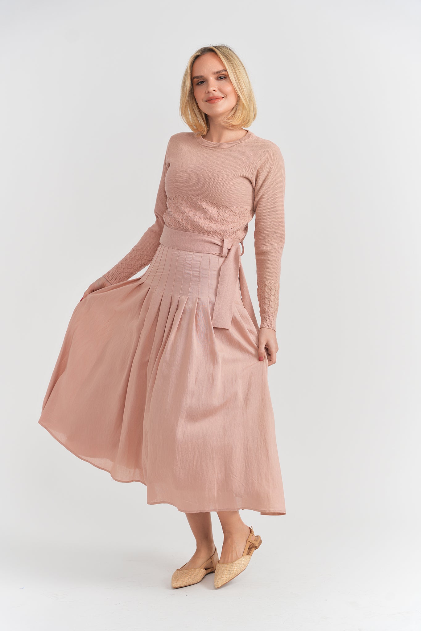 Knit Wrap Skirt Set in by Aspect