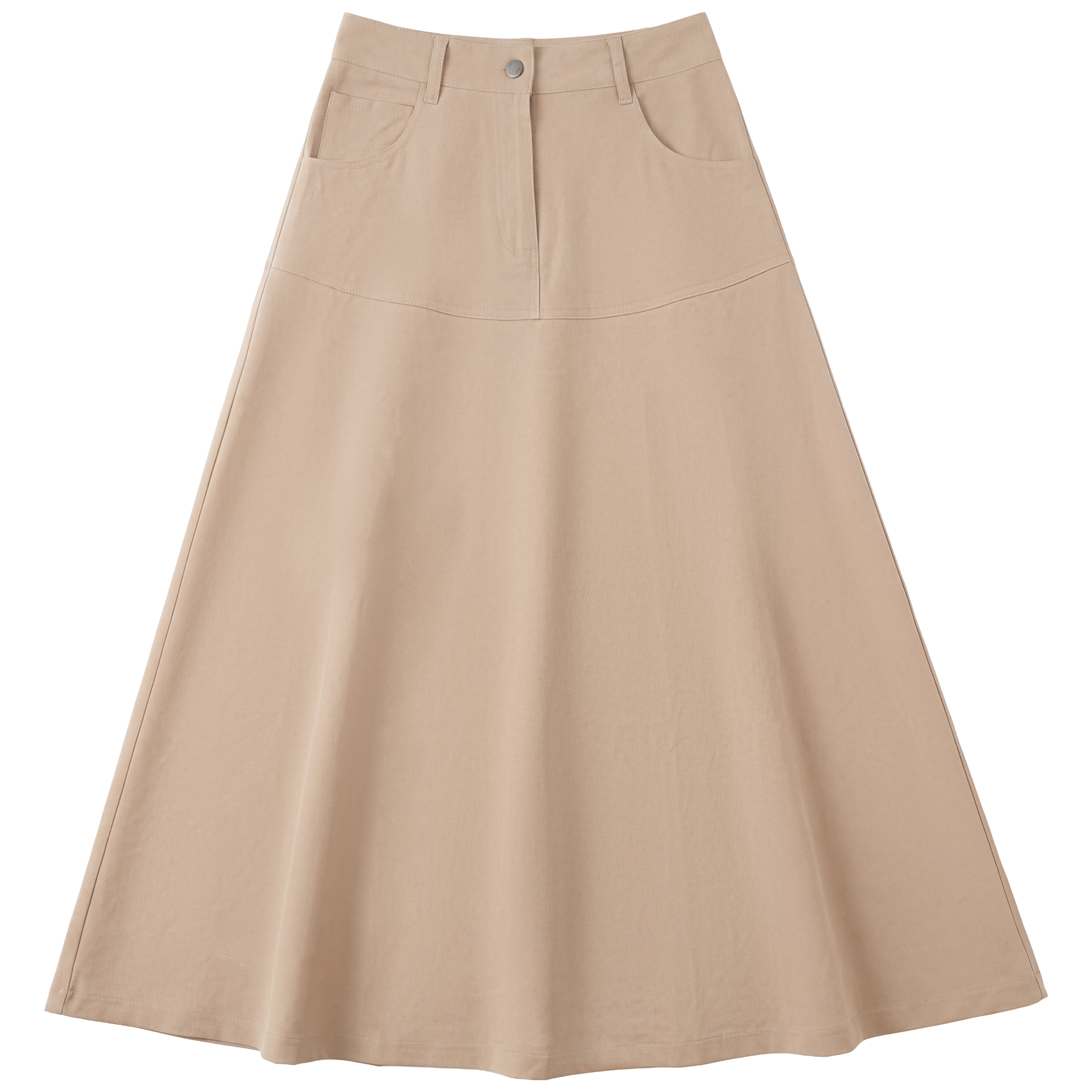 Flare Midi Skirt in Light Beige by Aspect