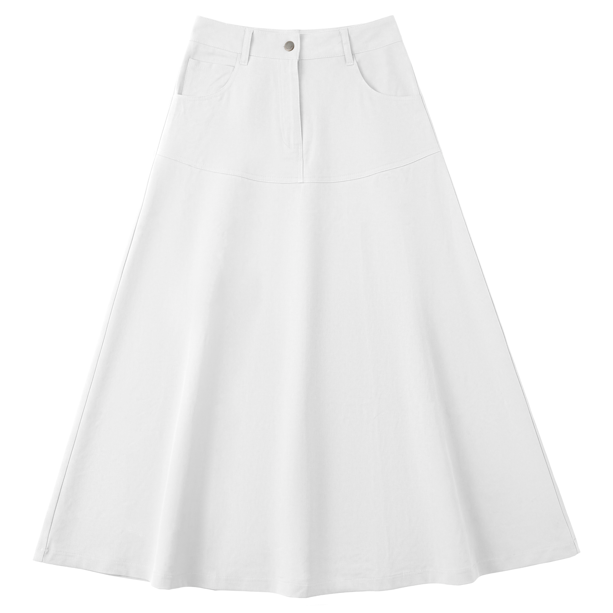 Flare Midi Skirt in White by Aspect