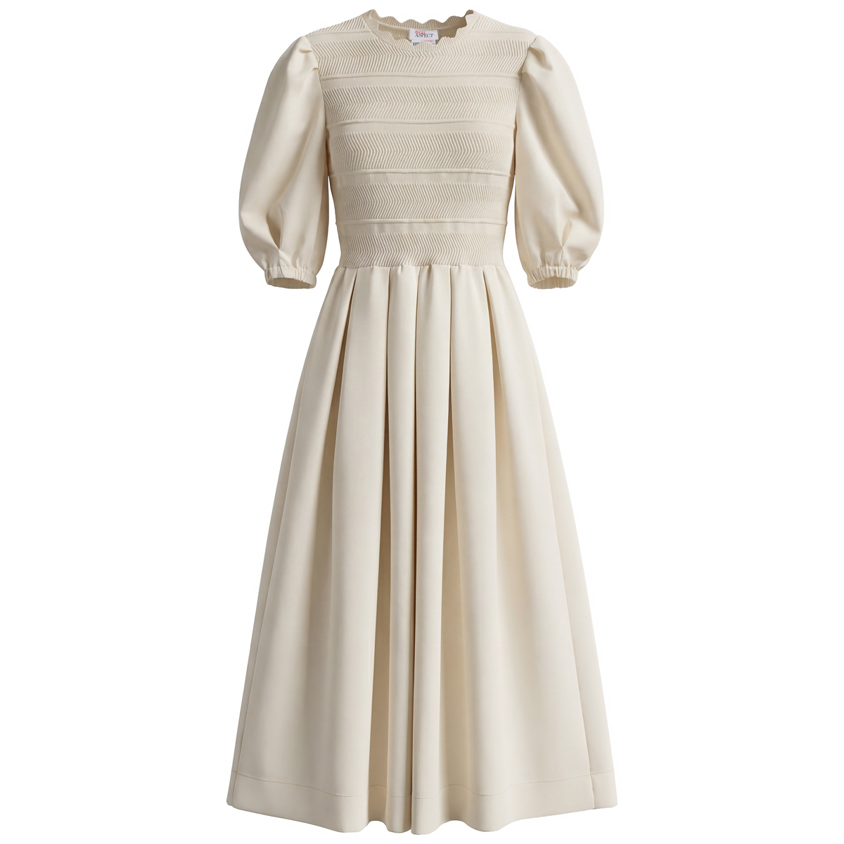 Knit Woven Combo Dress in Cream by Aspect