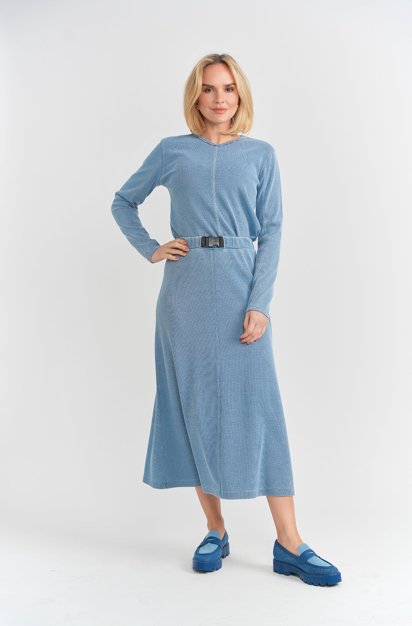 Denim Waffle Buckle Skirt in by FYI