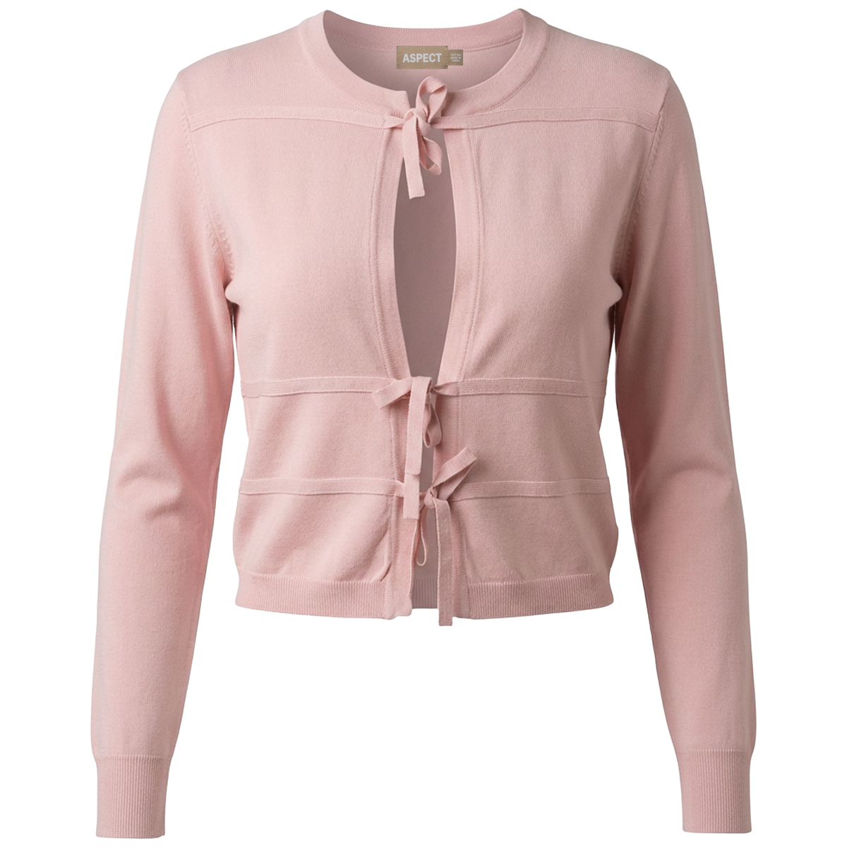 Crop Cardigan With String Closure in Blush by Aspect