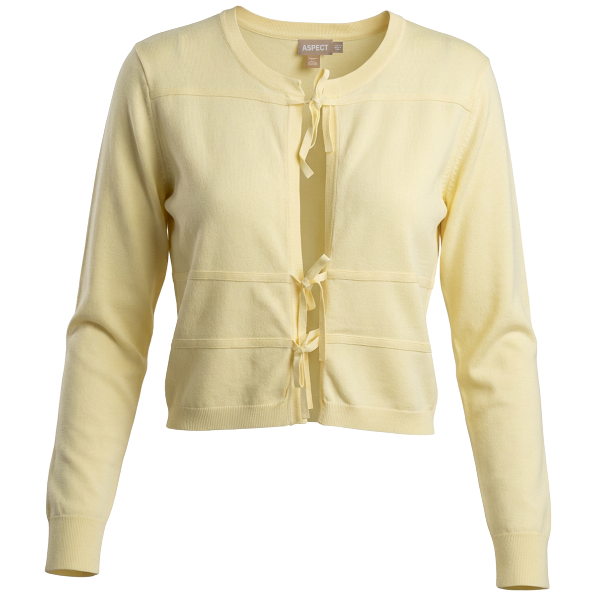 Crop Cardigan With String Closure in Butter by Aspect