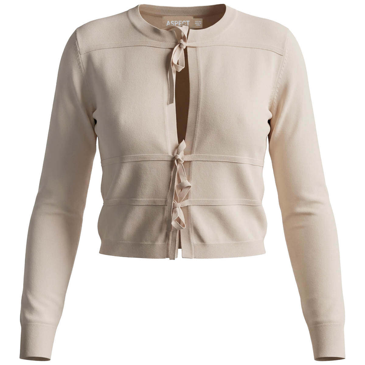 Crop Cardigan With String Closure in Natural by Aspect