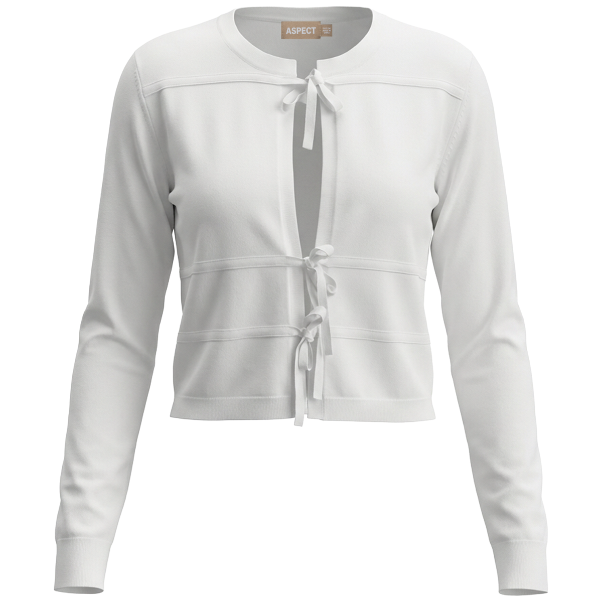 Crop Cardigan With String Closure in White by Aspect