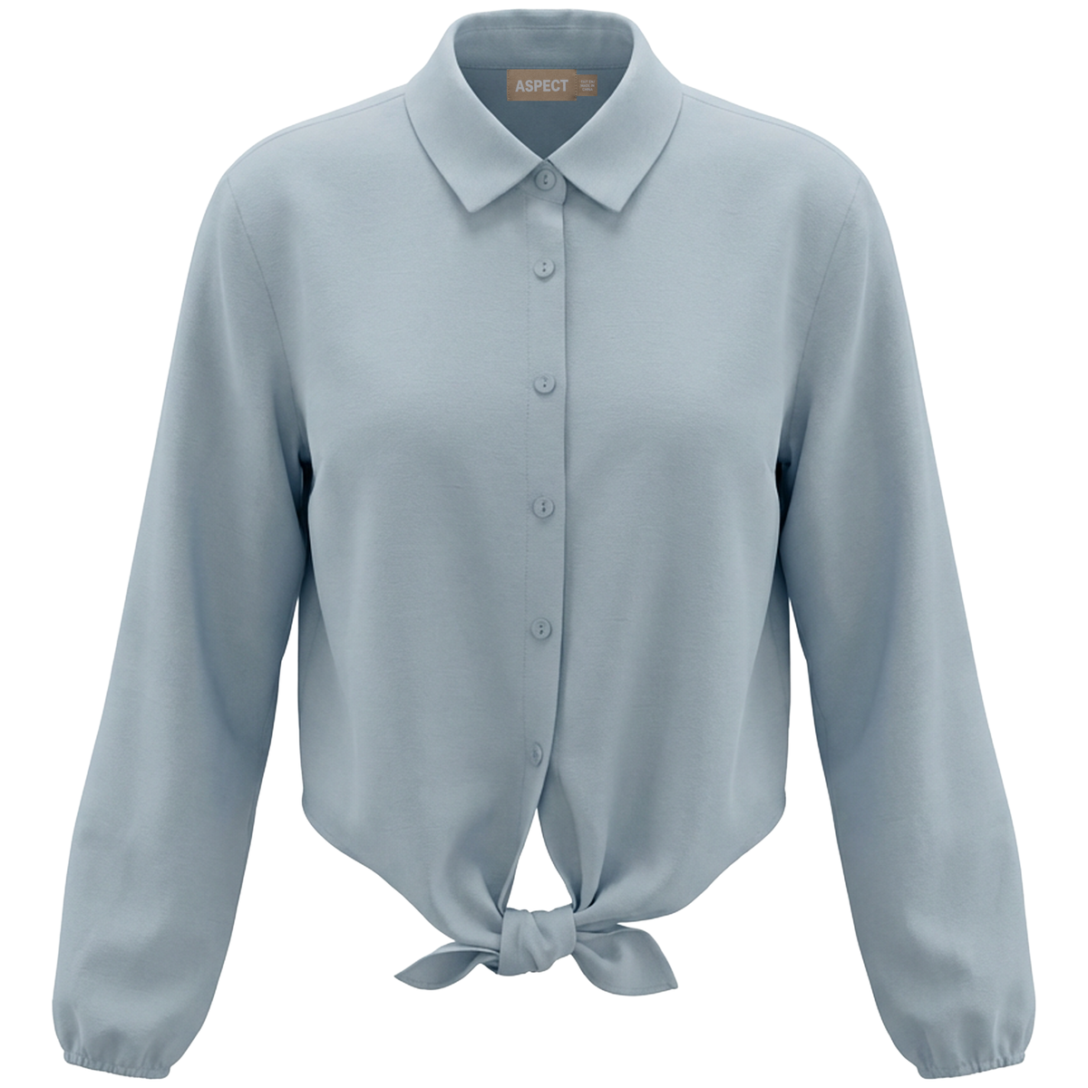 Cropped Tie Woven Blouse in Blue by Aspect