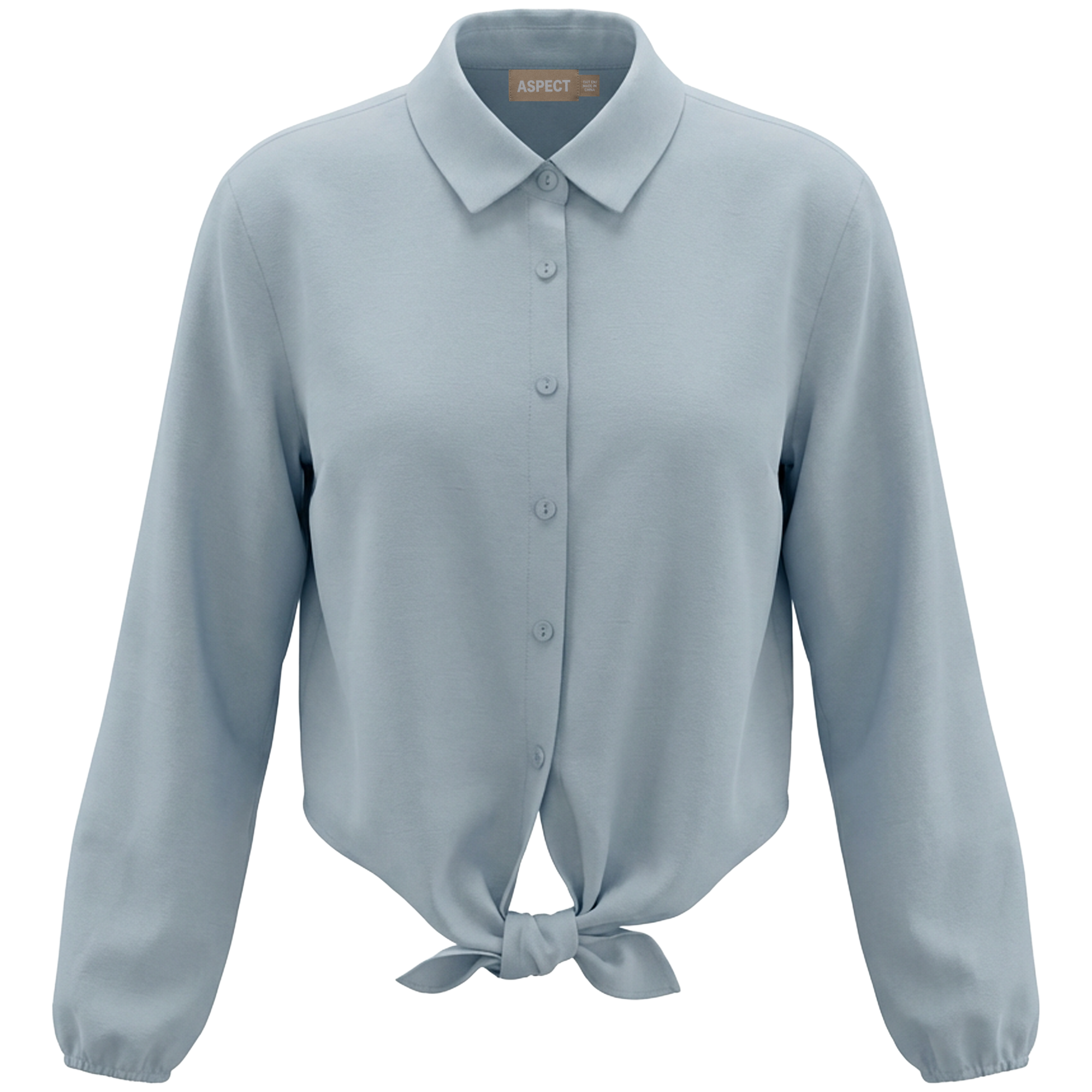 Cropped Tie Woven Blouse in Blue by Aspect