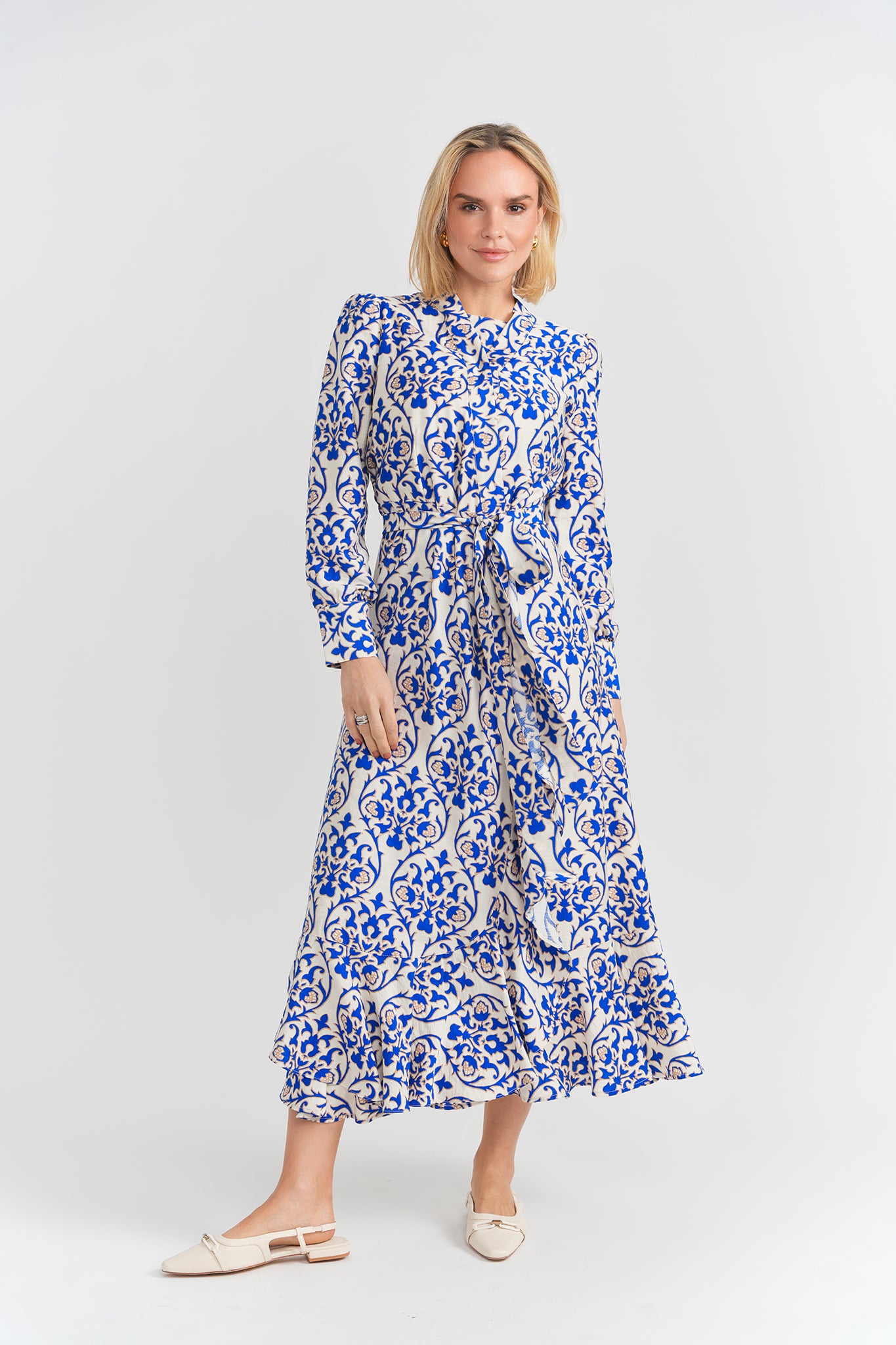 Printed Woven Wrap Dress in by Aspect