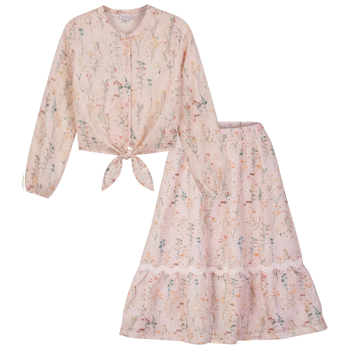 Floral Woven Embroidered Set in Pink by Aspect