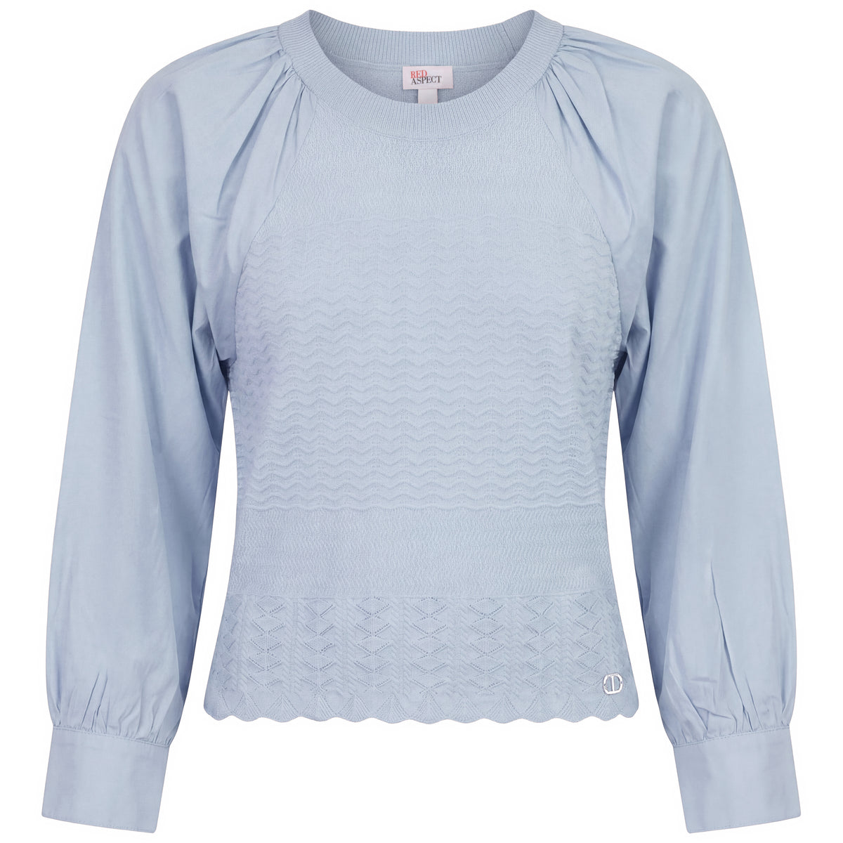 Woven Knit Blouse in Blue by Aspect