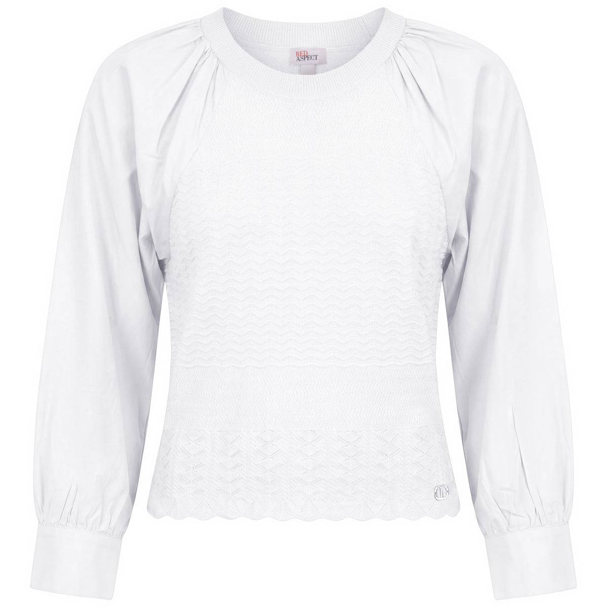 Woven Knit Blouse in Eggshell by Aspect