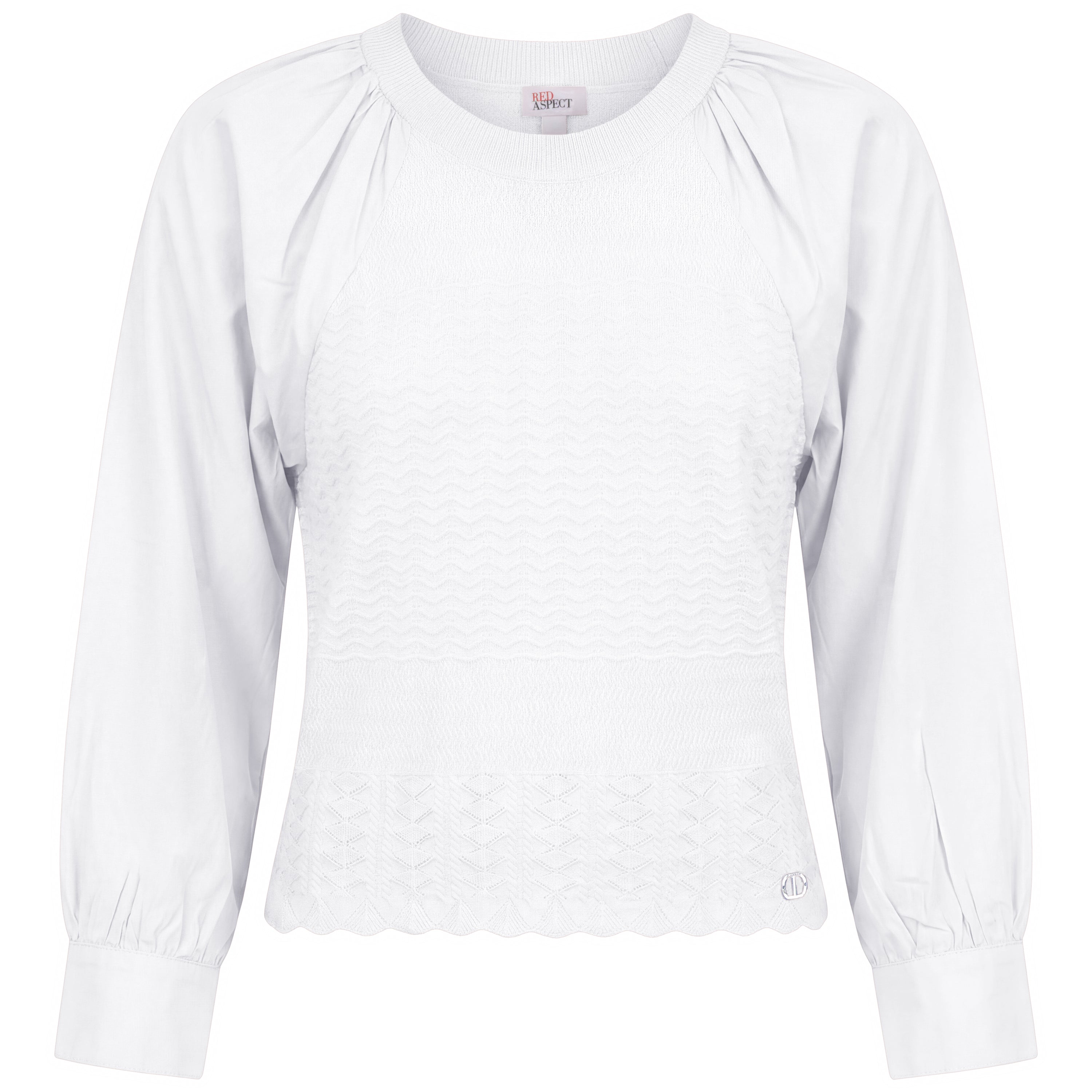 Woven Knit Blouse in Eggshell by Aspect