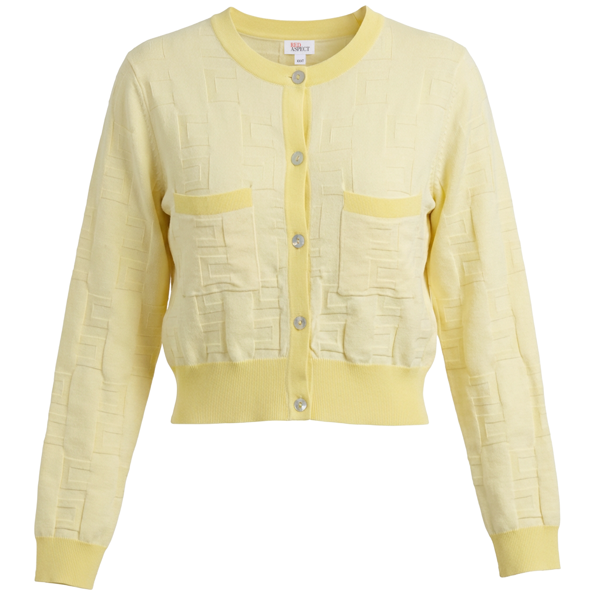 Textured Knit 2 Tone Cardigan in Butter by Aspect