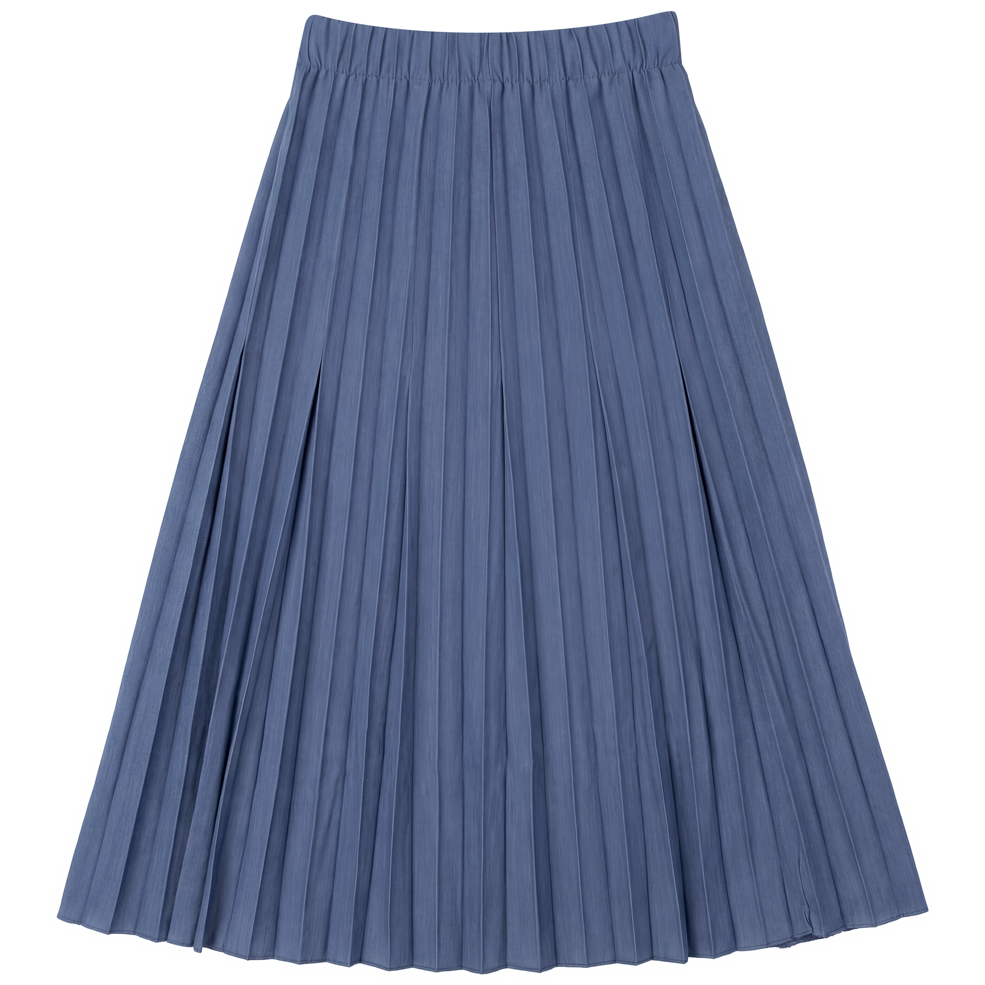 Crinkle Pleated Midi Skirt in Dark Denim by Aspect