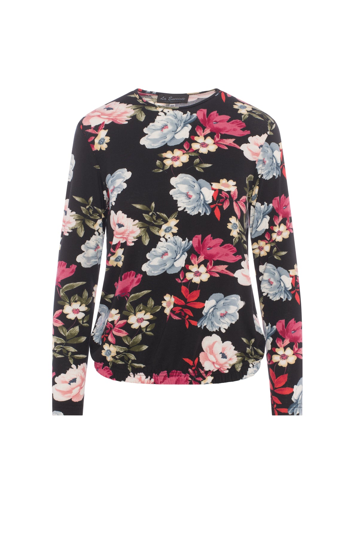 Maternity Printed Bubble Tee in Black Floral by La Enceinte