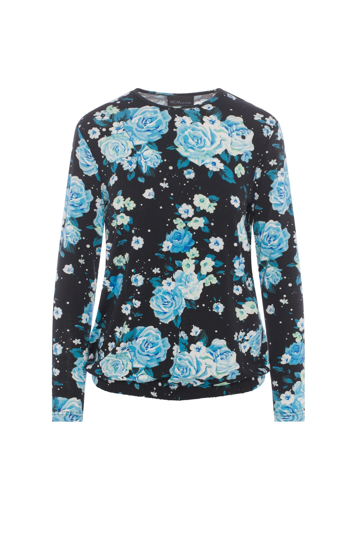 Maternity Printed Bubble Tee in Black Blue by MCM