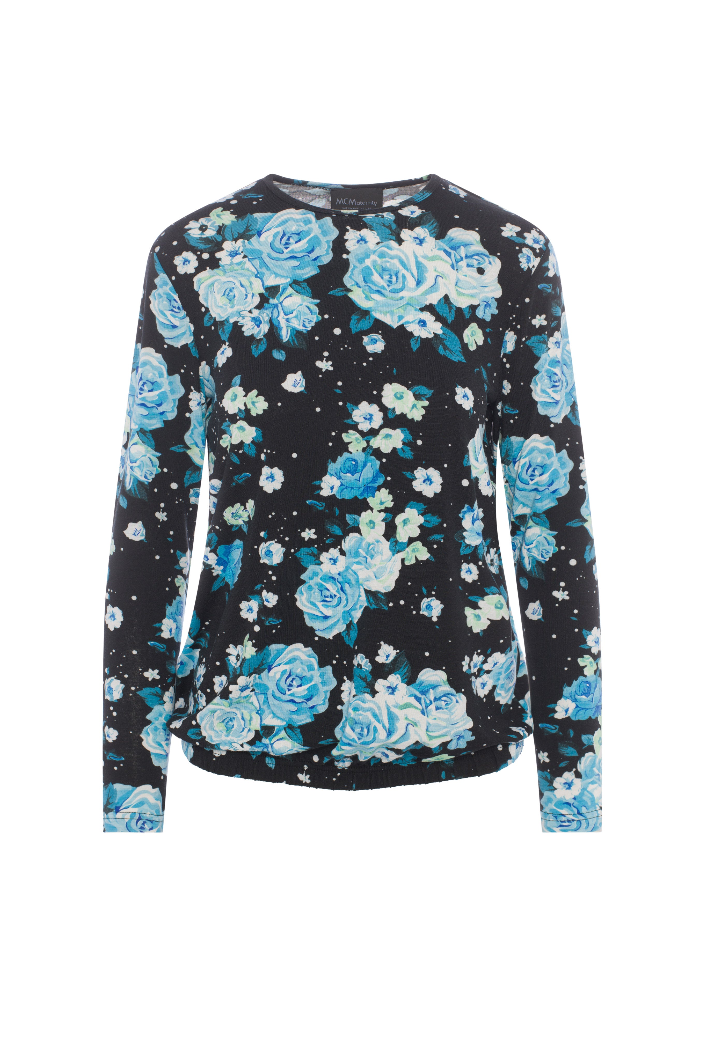 Maternity Printed Bubble Tee in Black Blue by MCM