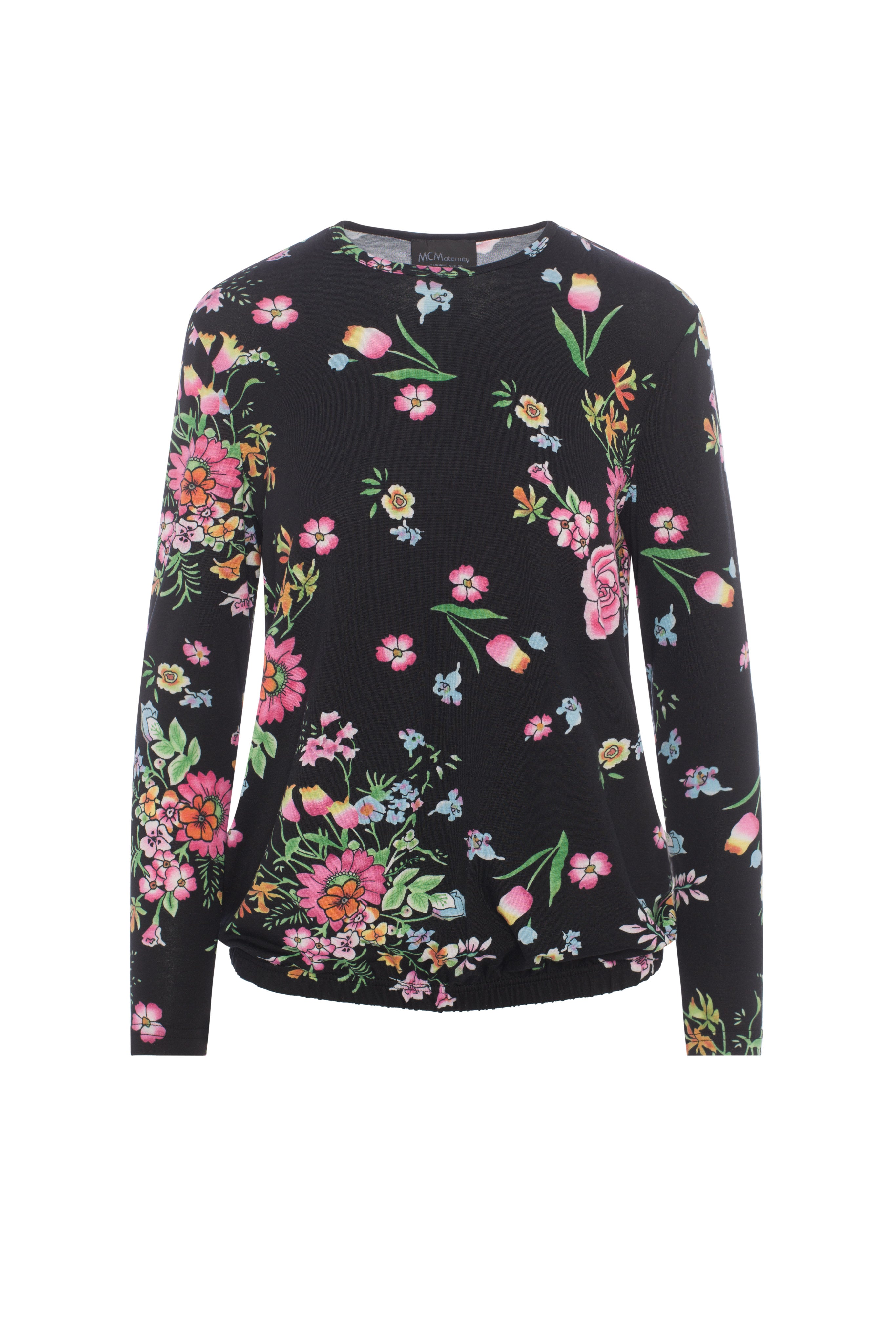 Maternity Printed Bubble Tee in Black Pink by MCM