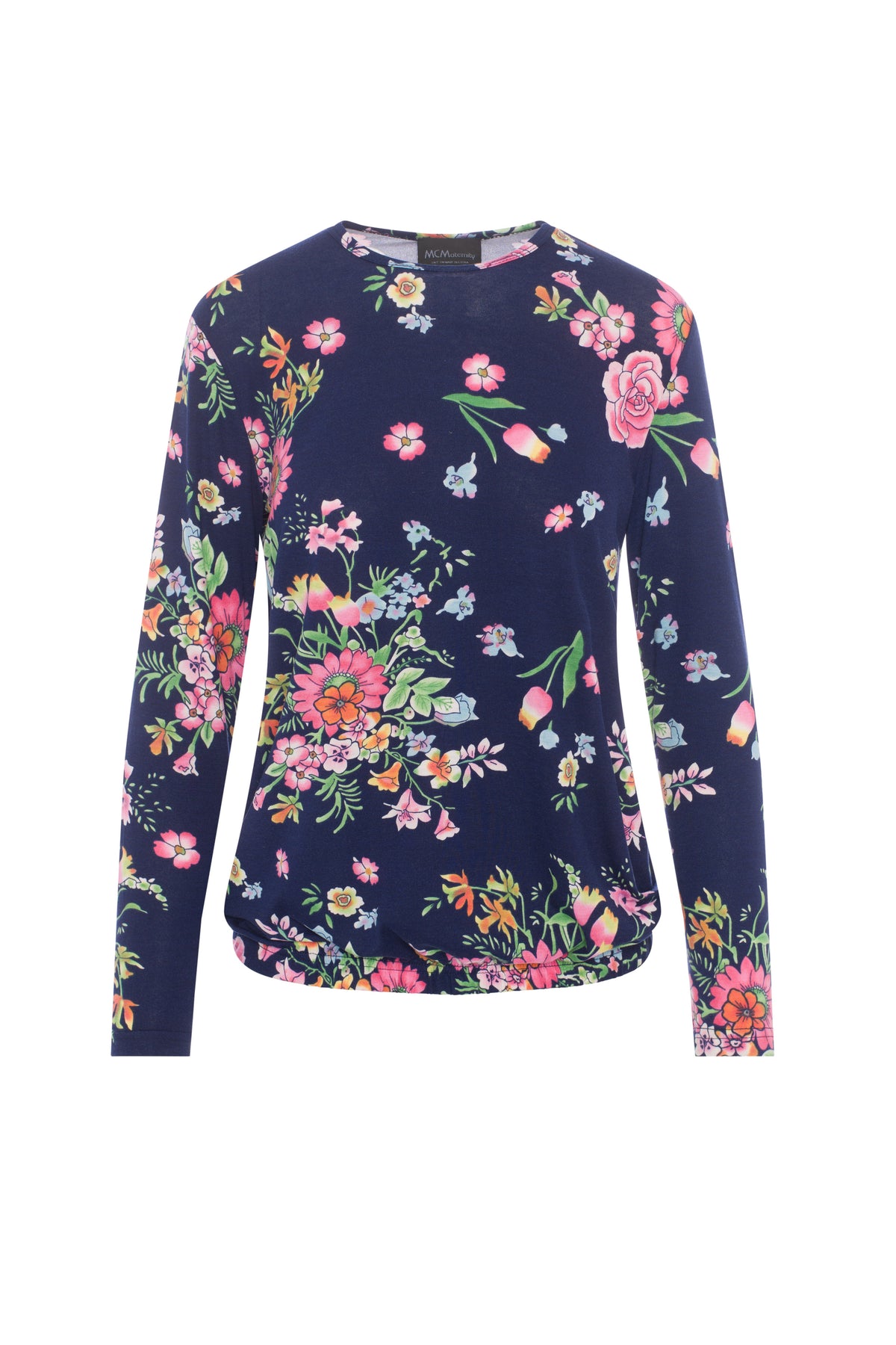 Maternity Printed Bubble Tee in Navy Pink by MCM