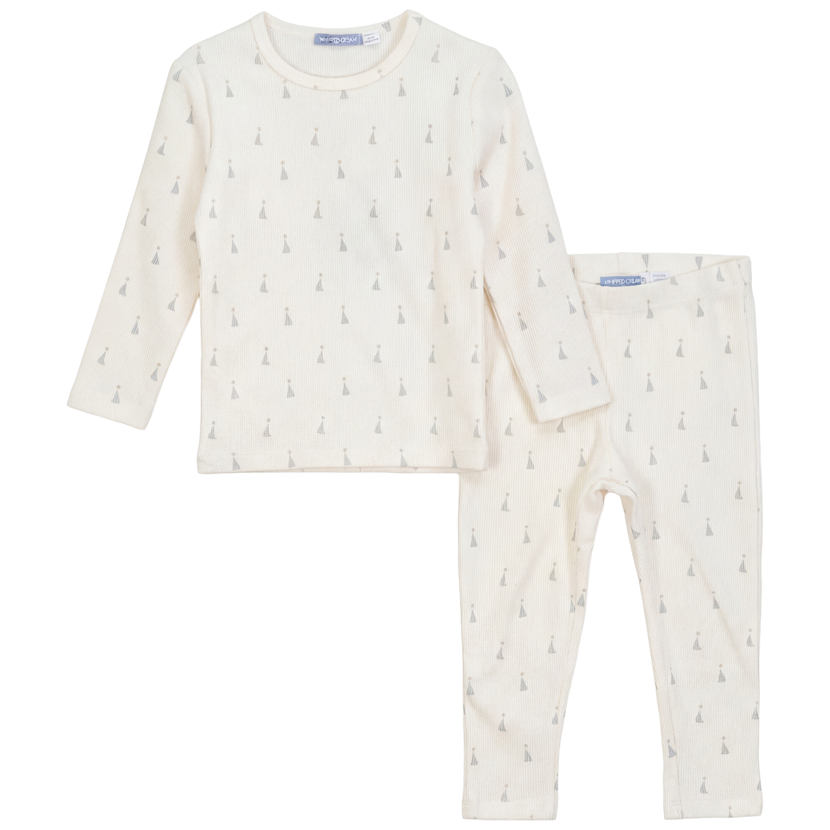 Bow/Sail Boat Print 2PC set in Off White Blue by Whipped Cocoa