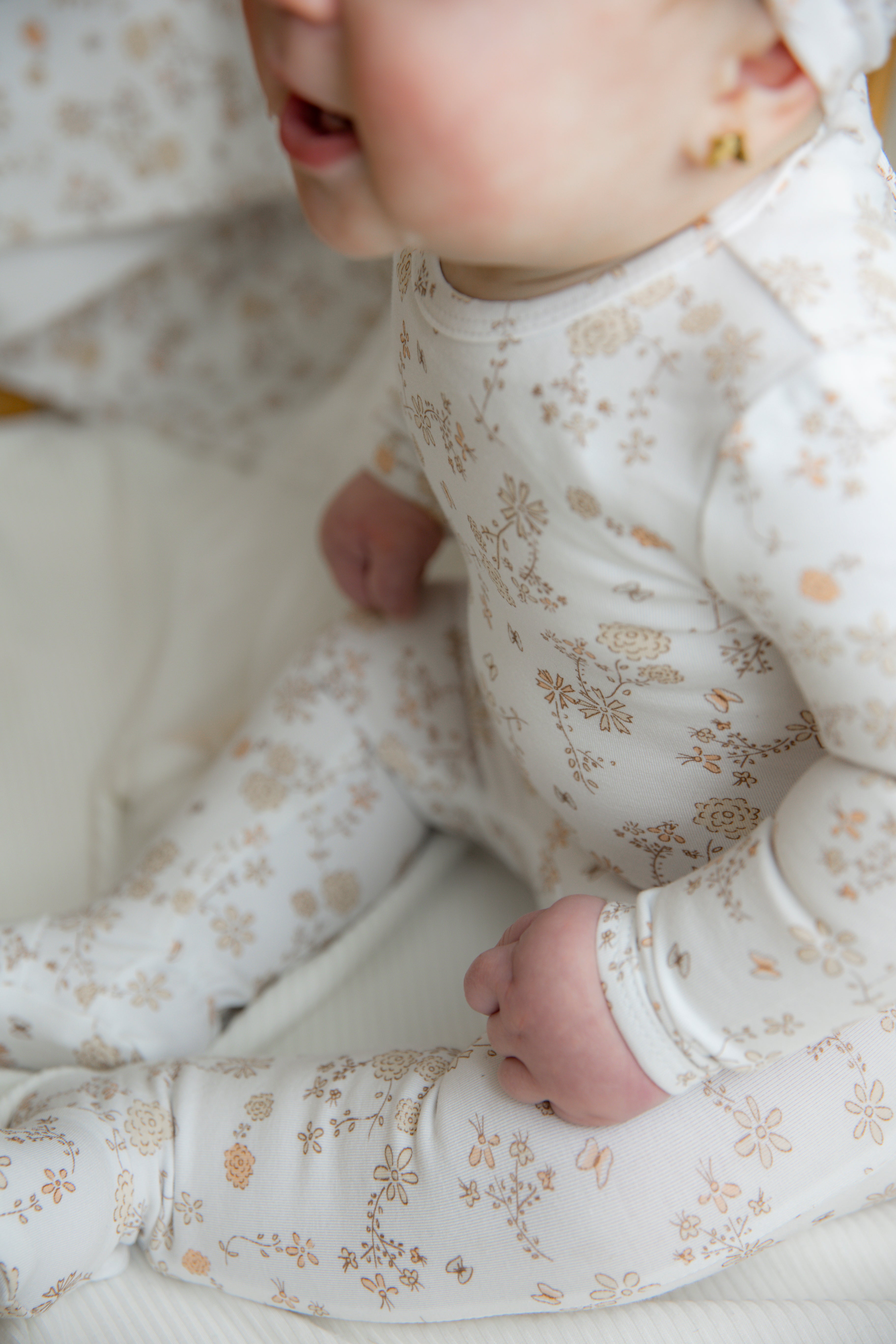 All Over Floral and Mushroom Print Onesie With Hat in by Bebe Bella