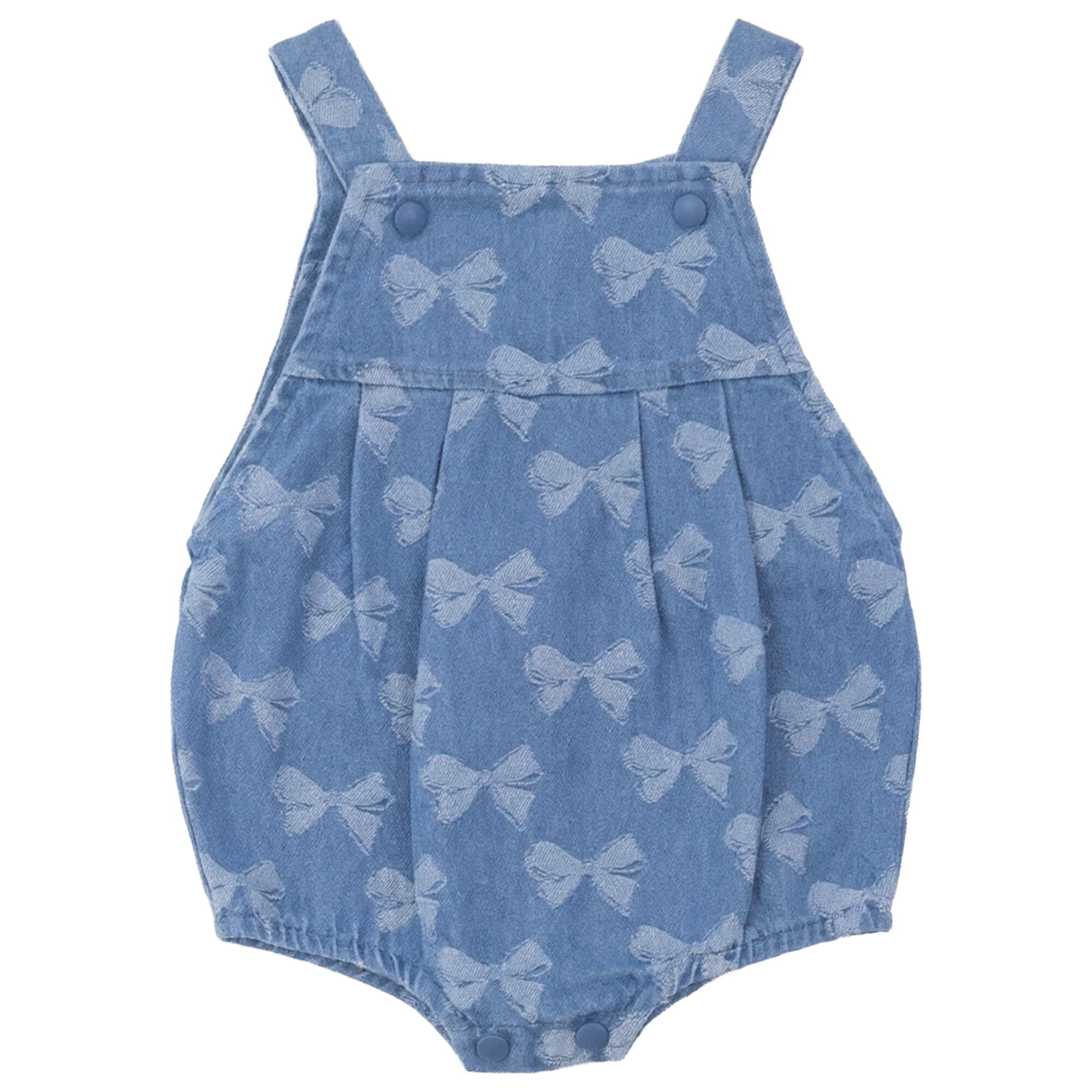 Bow Printed Denim Overall in Light Denim by Puddles