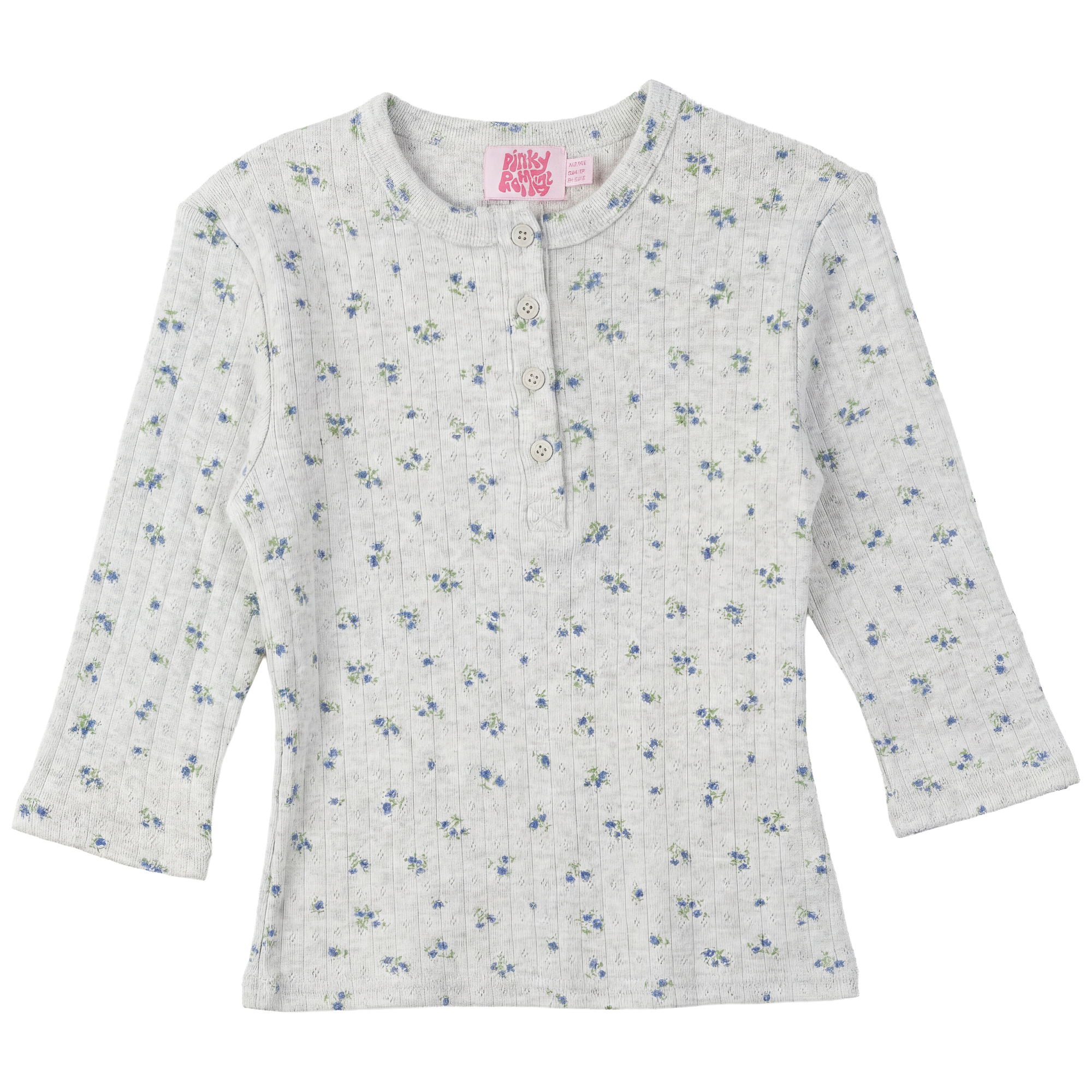 Floral Pointel Henley Top in by Pinky Promise