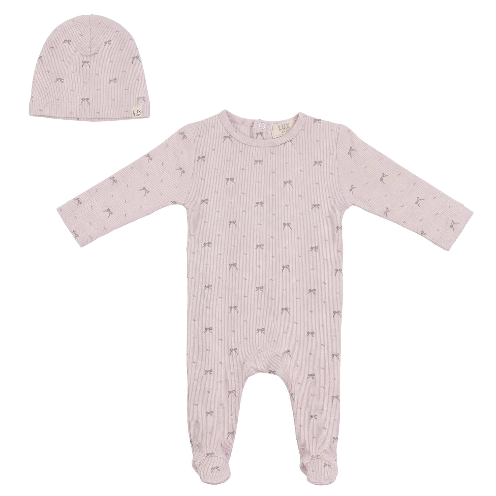 Bear/ Bow Onesie in Primrose by Lux Baby