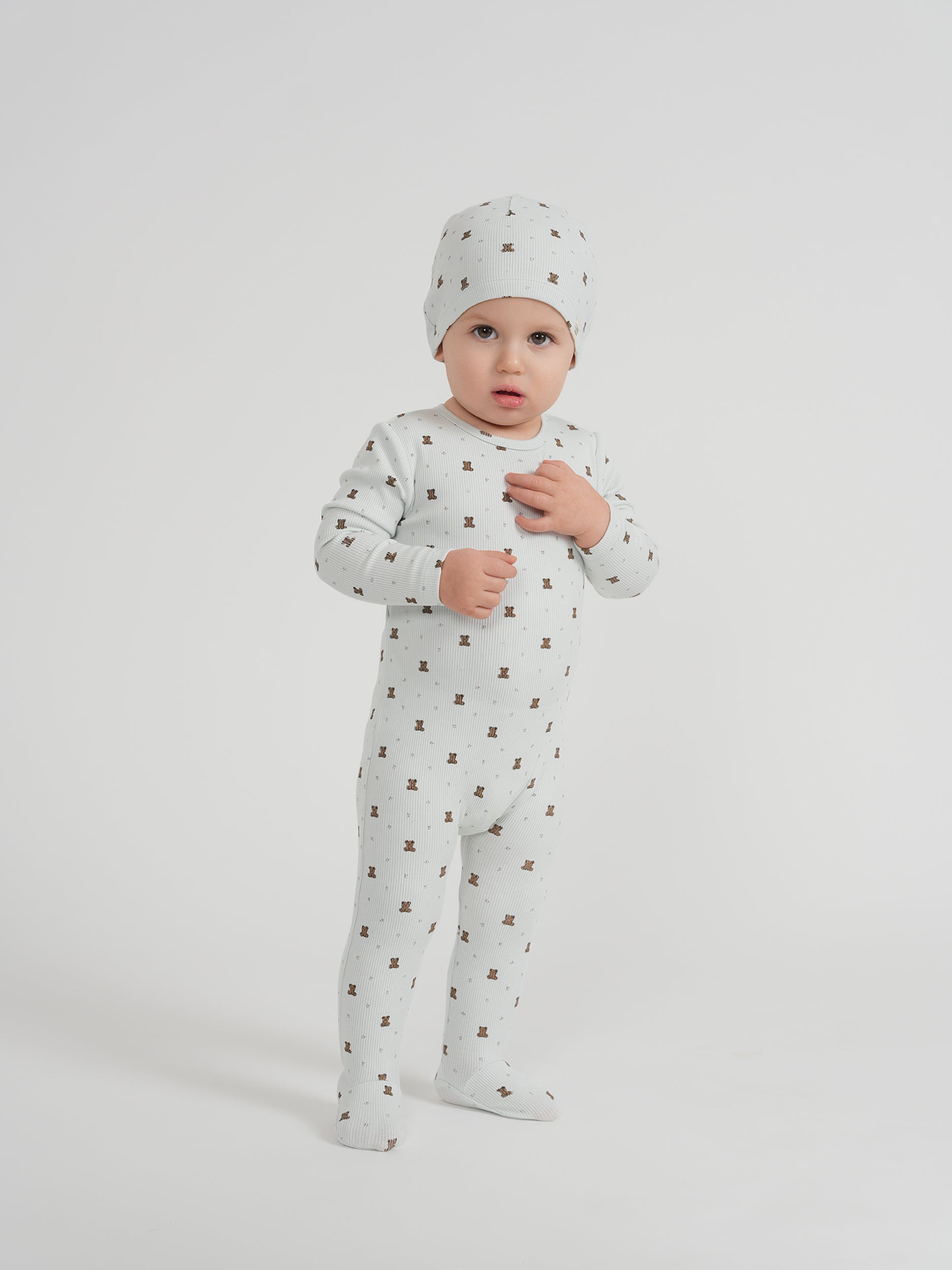 Bear/ Bow Onesie in by Lux Baby