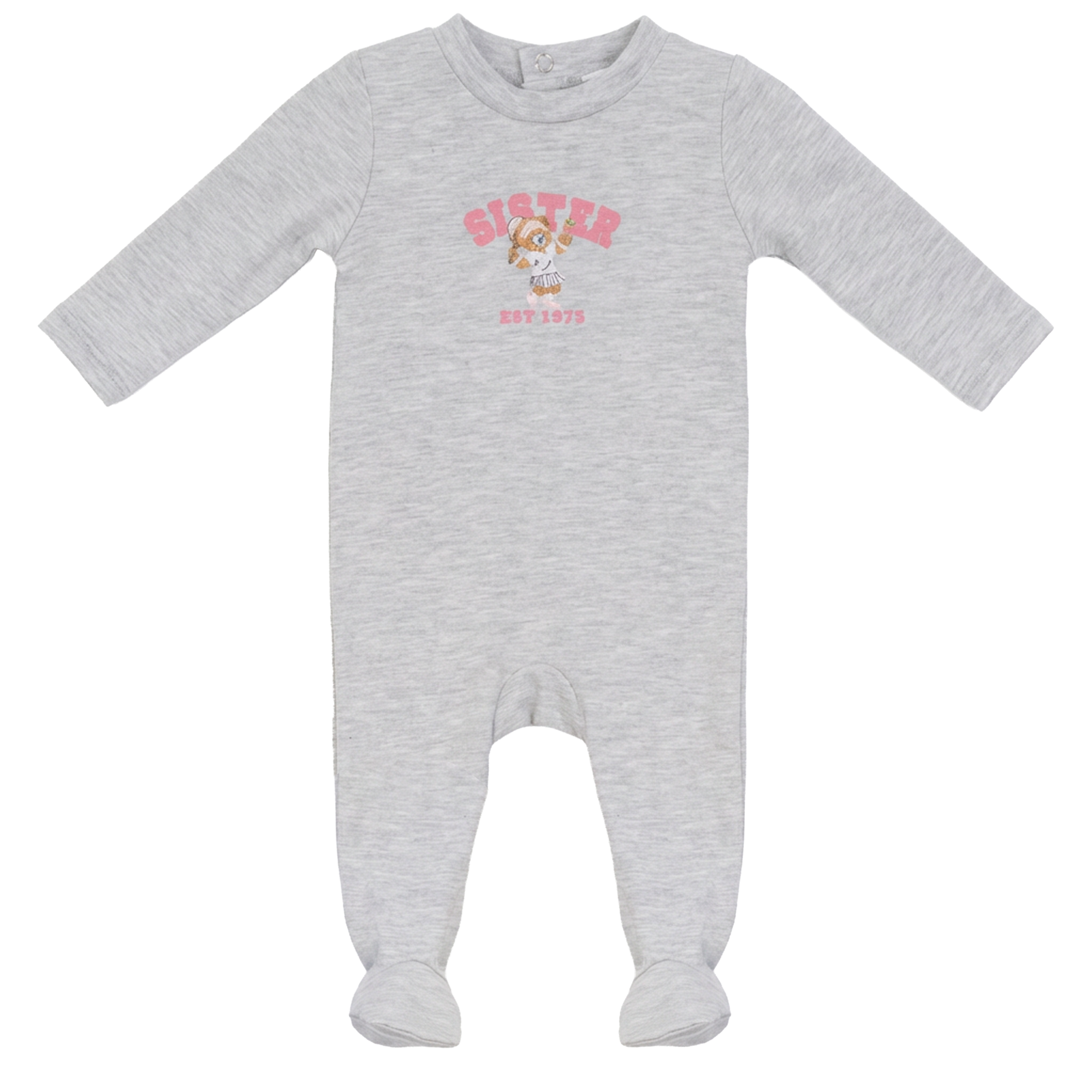 Sister 1975 Onesie in Light Grey Mix Pink by Whipped Cocoa