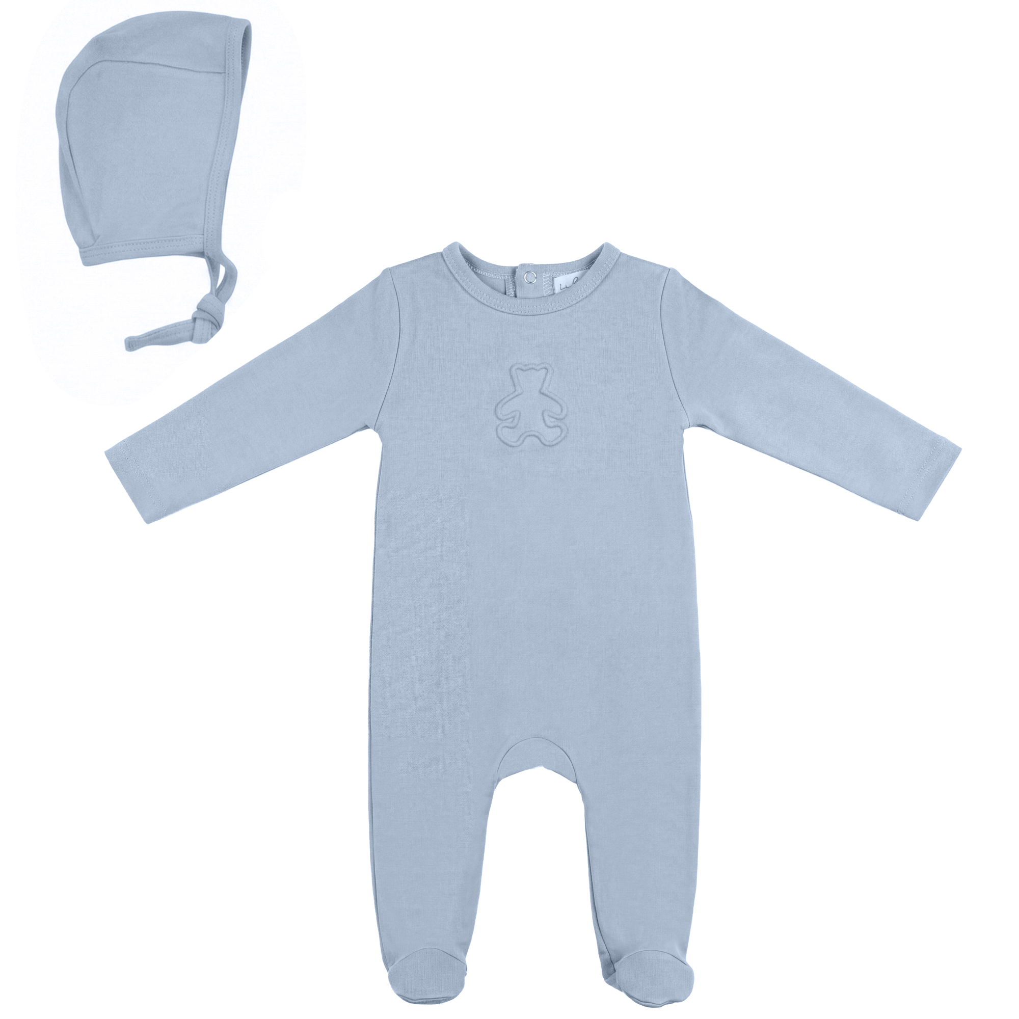 Embossed Bear Onesie in Blue by Bebe Bella