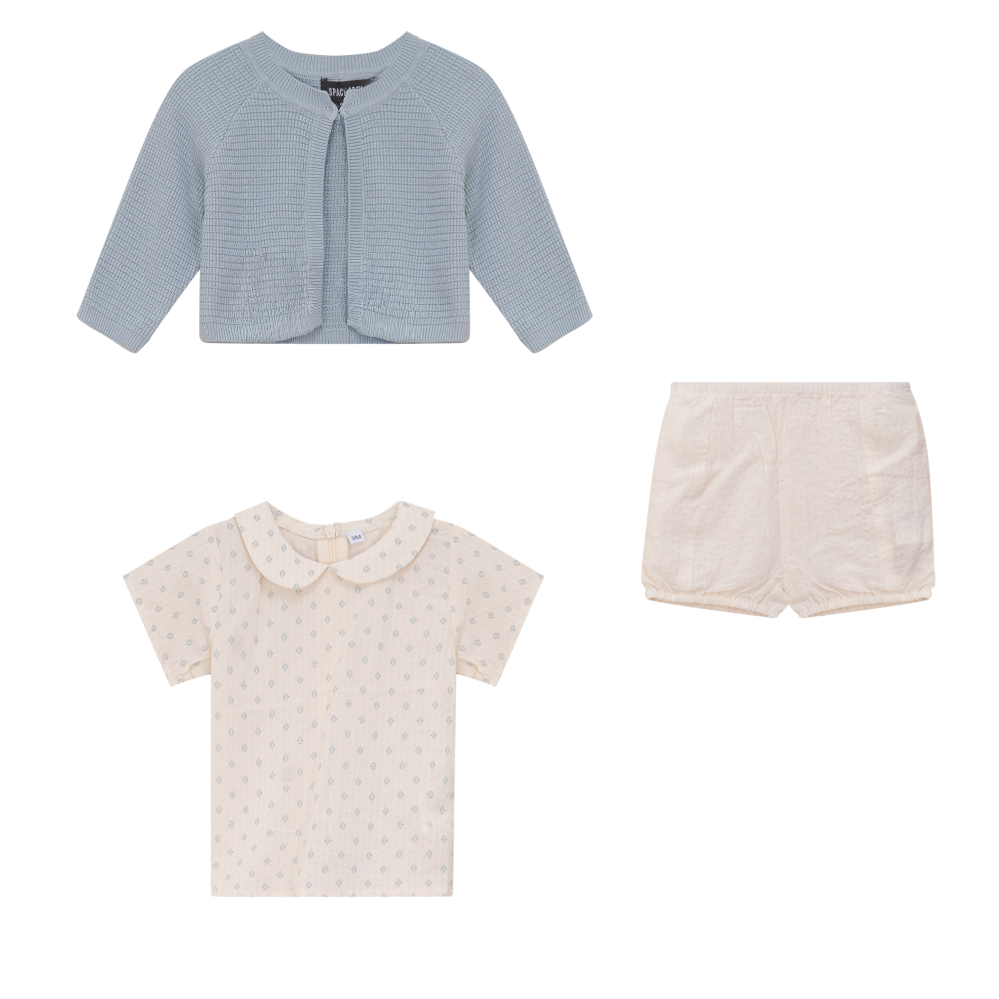 Printed Gauze Set in Cream Blue by Space Grey