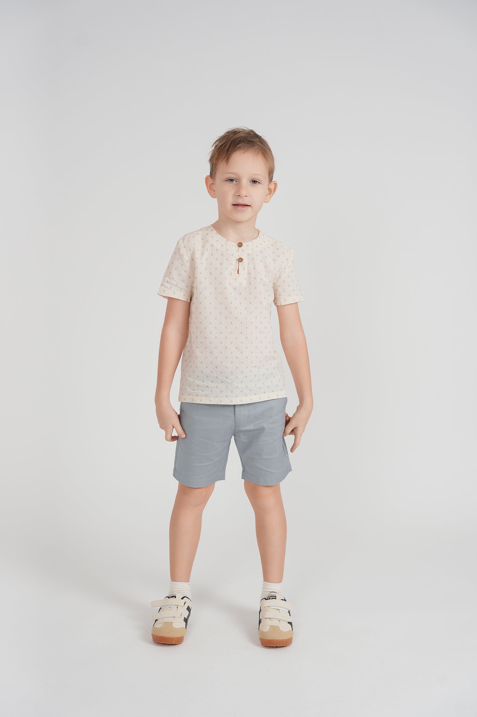 Printed Gauze Shirt in by Space Grey