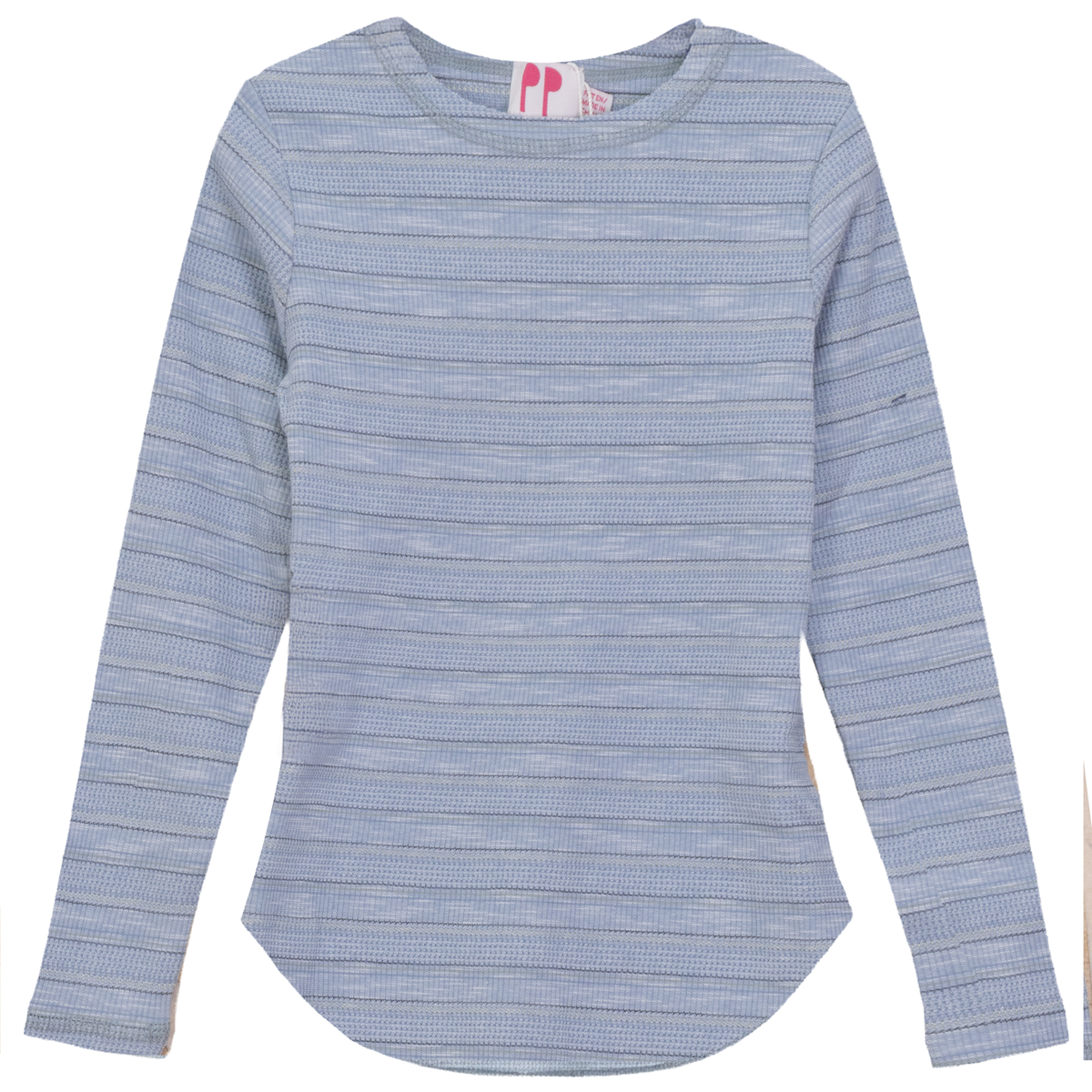 Ribbed Stripped Tshirt in Light Denim by Pinky Promise