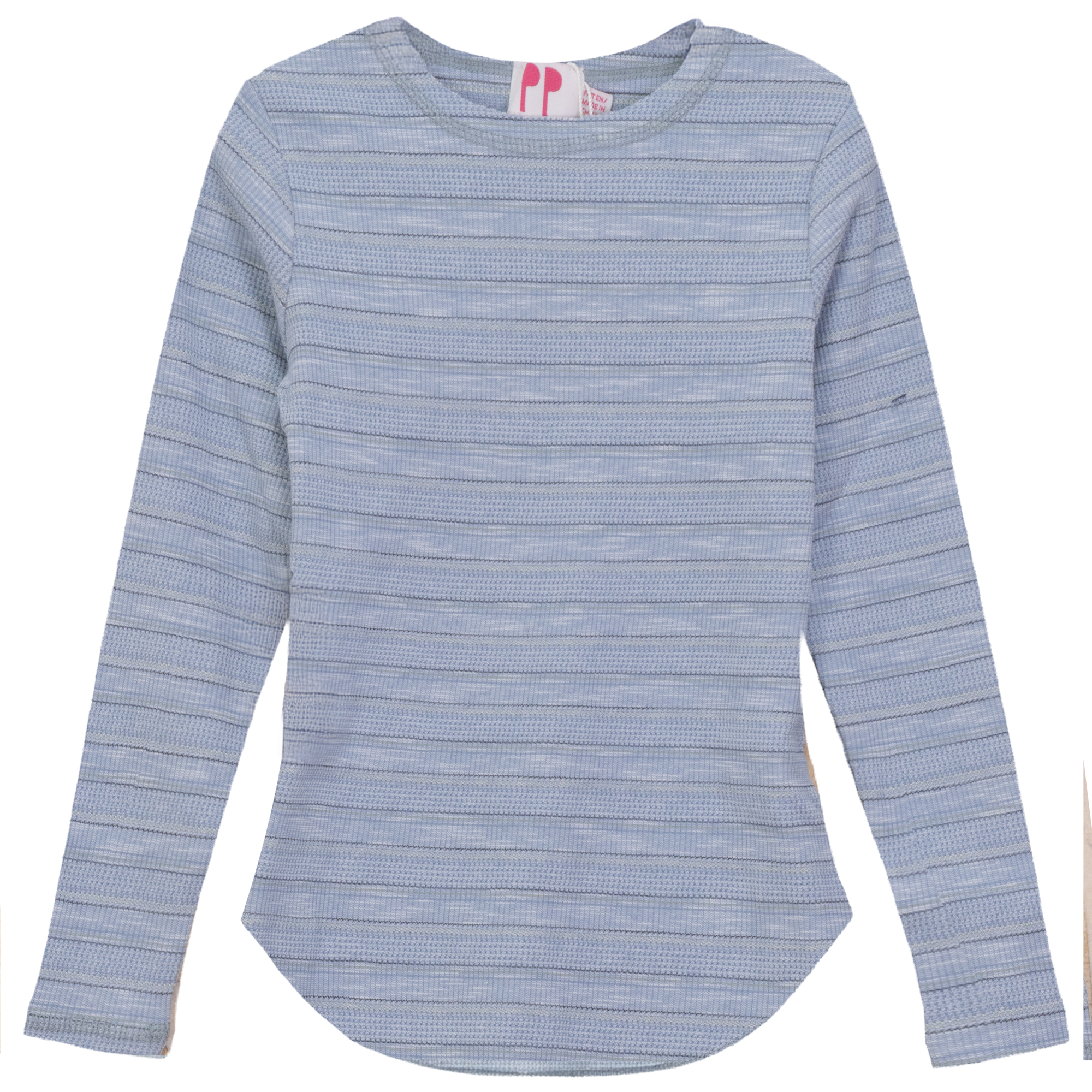 Ribbed Stripped Tshirt in Light Denim by Pinky Promise