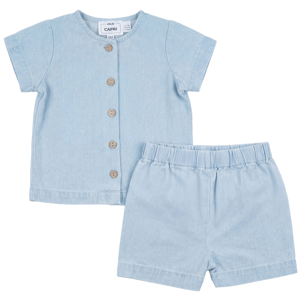 Denim Cotton Two Piece Set in Light Denim by Jolie Capri