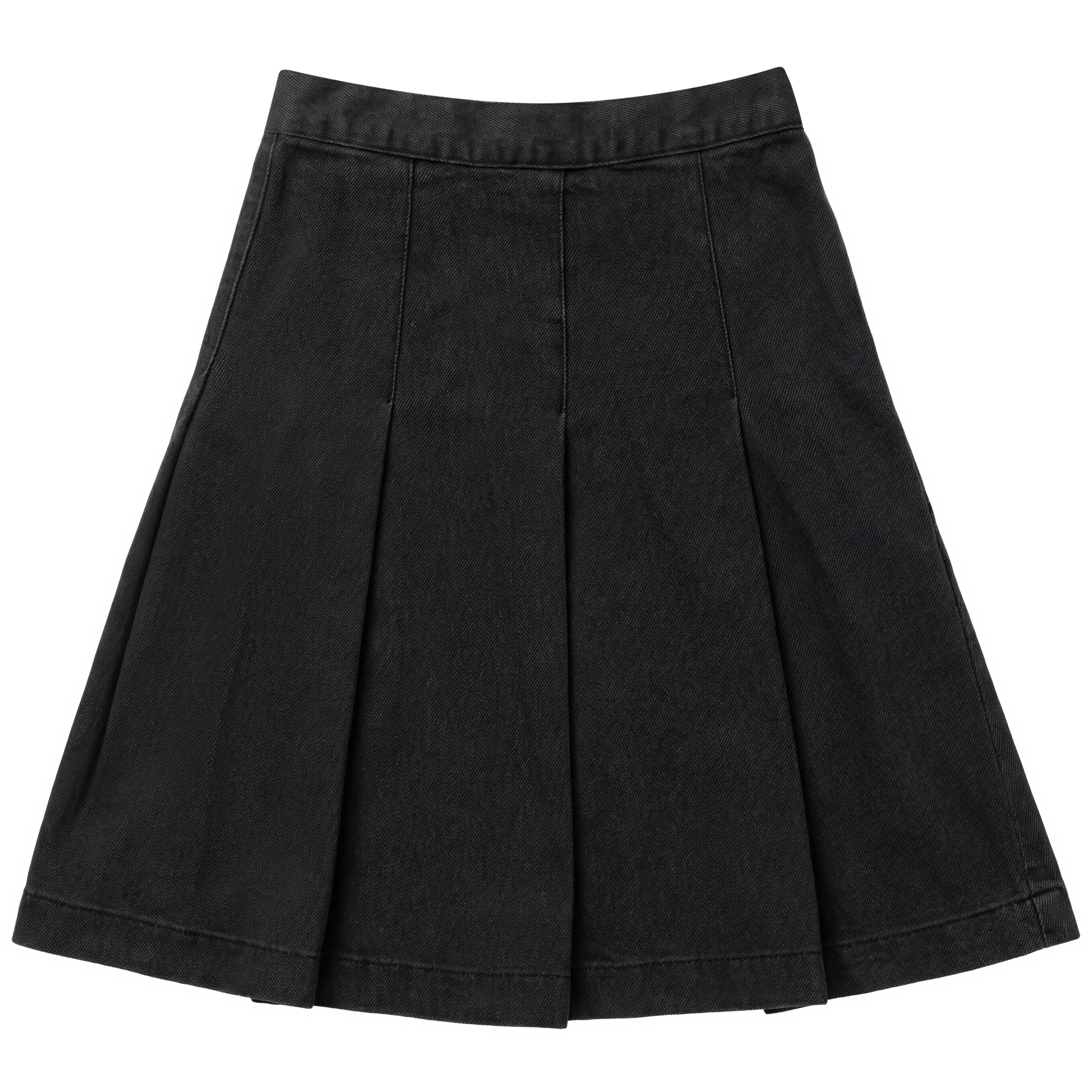 Denim Pleated Skirt in Black Denim by Pinky Promise