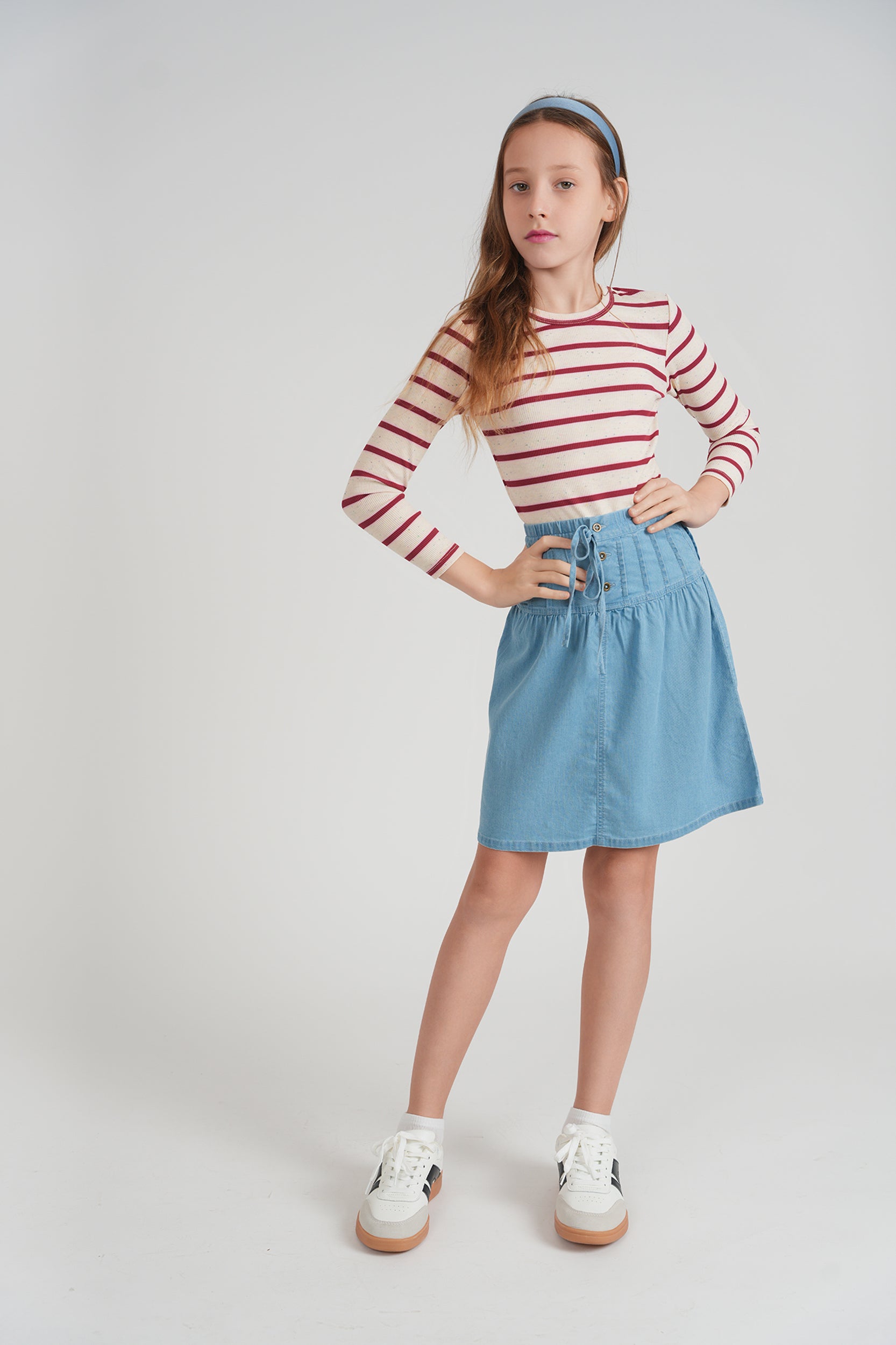 Denim Buttons Skirt in by Pinky Promise