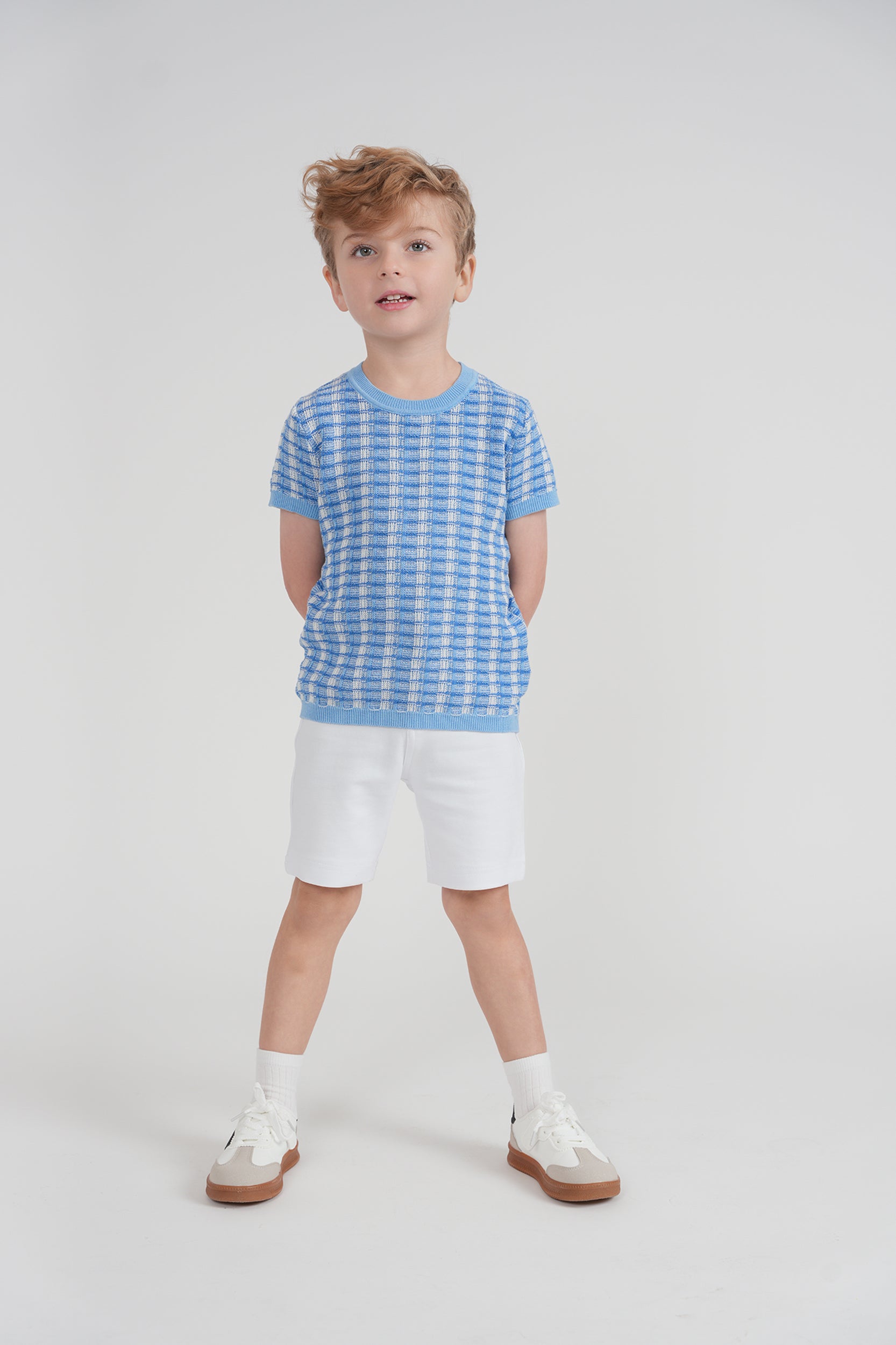 Basket Weave Short Sleeve Knit Sweater in by Mr. Mr.