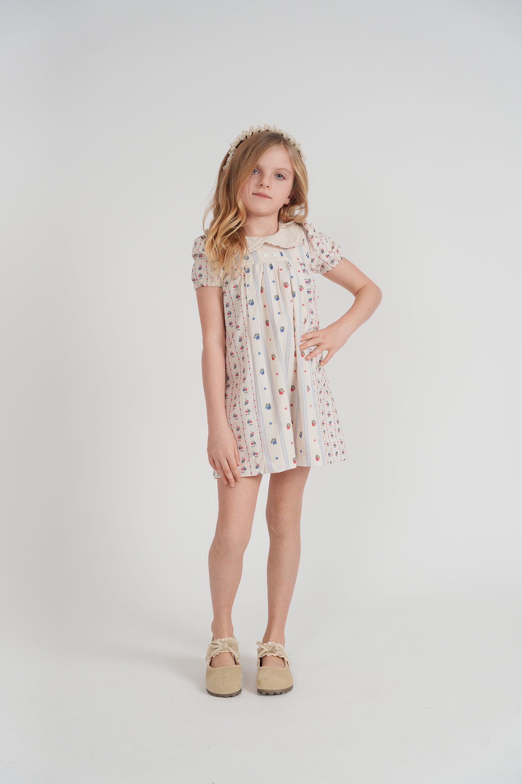 Floral Printed Stripped Dress in by Posie & Pistachio