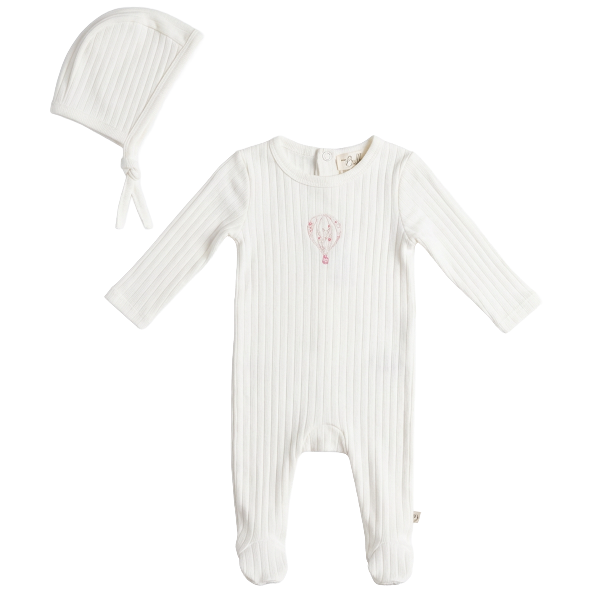 Hot Air Balloon Pointelle Onesie in Ivory Red Floral by Bebe Bella