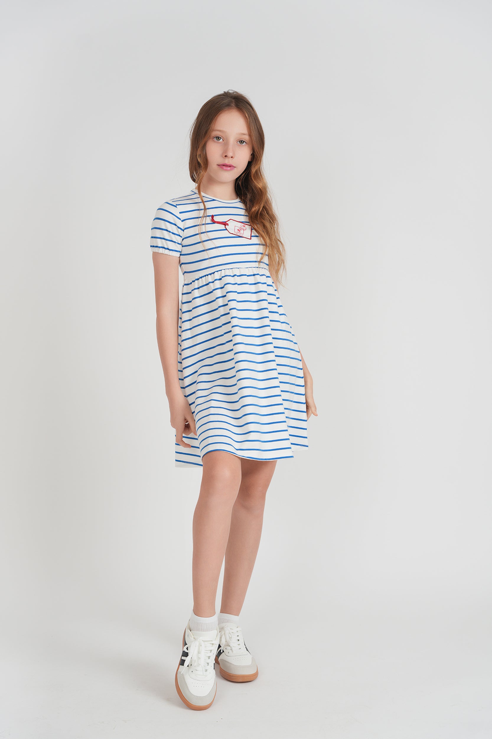 Striped Tag Applique Dress