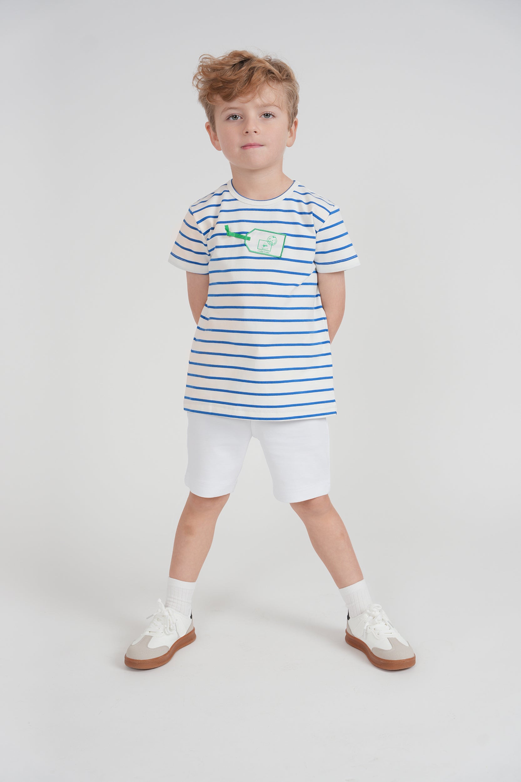 Striped Tag Applique Tshirt in by Jolie Capri